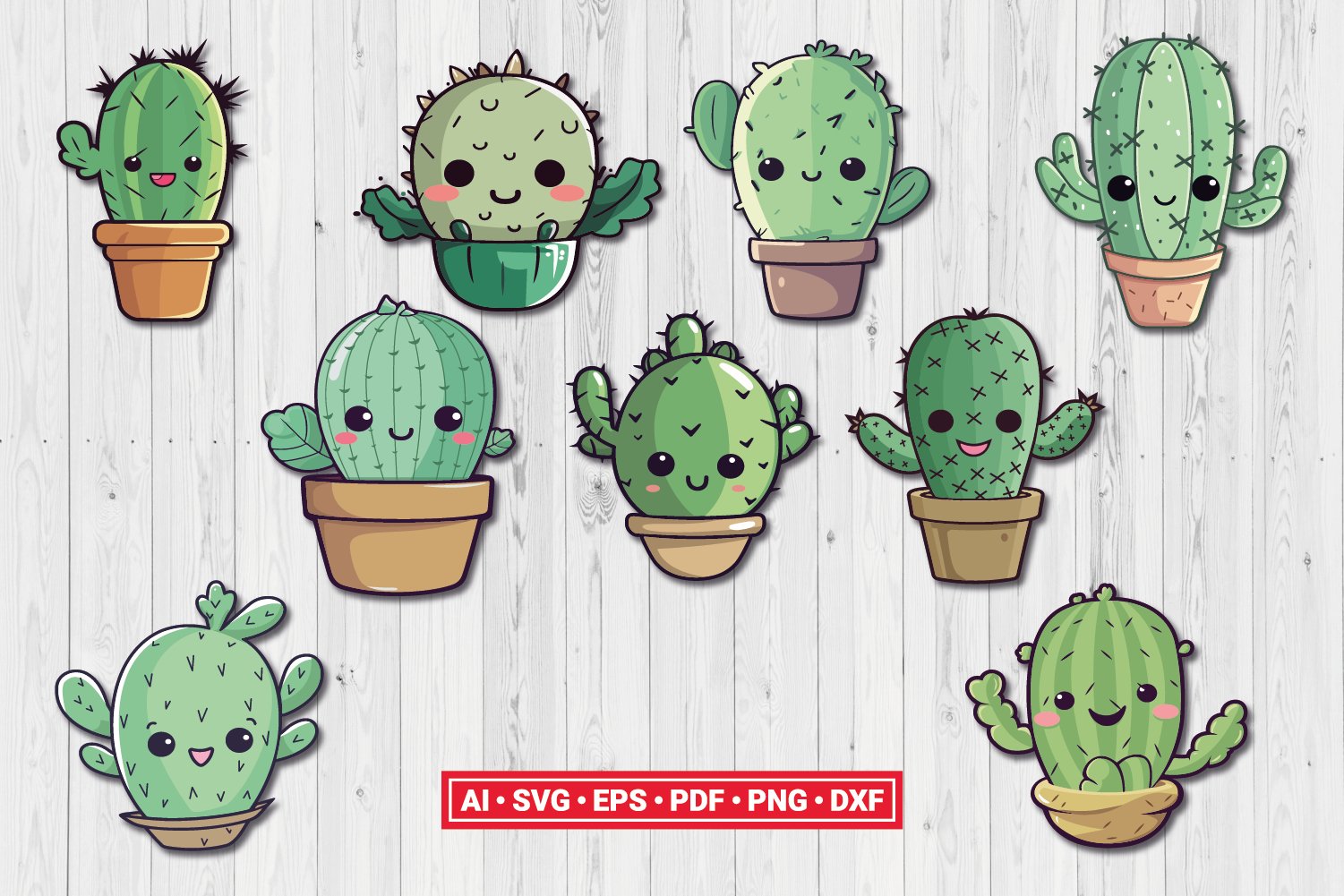 Cute Cactus Cacti SVG Laser Cut File Cricut Clipart