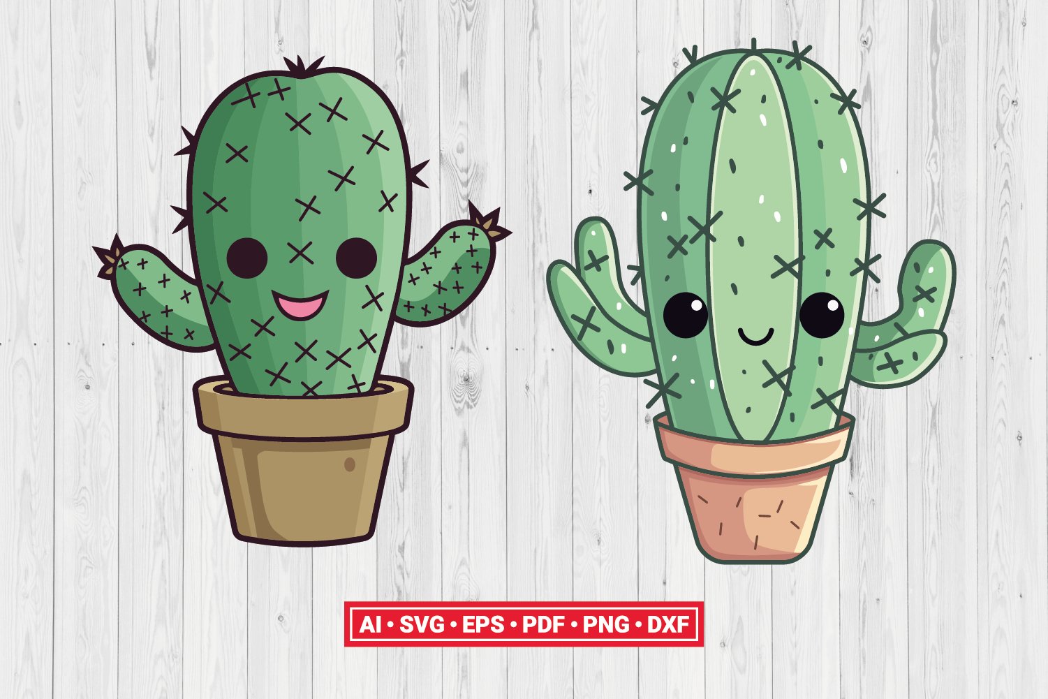 Cute Cactus Cacti SVG Laser Cut File Cricut Clipart view 2