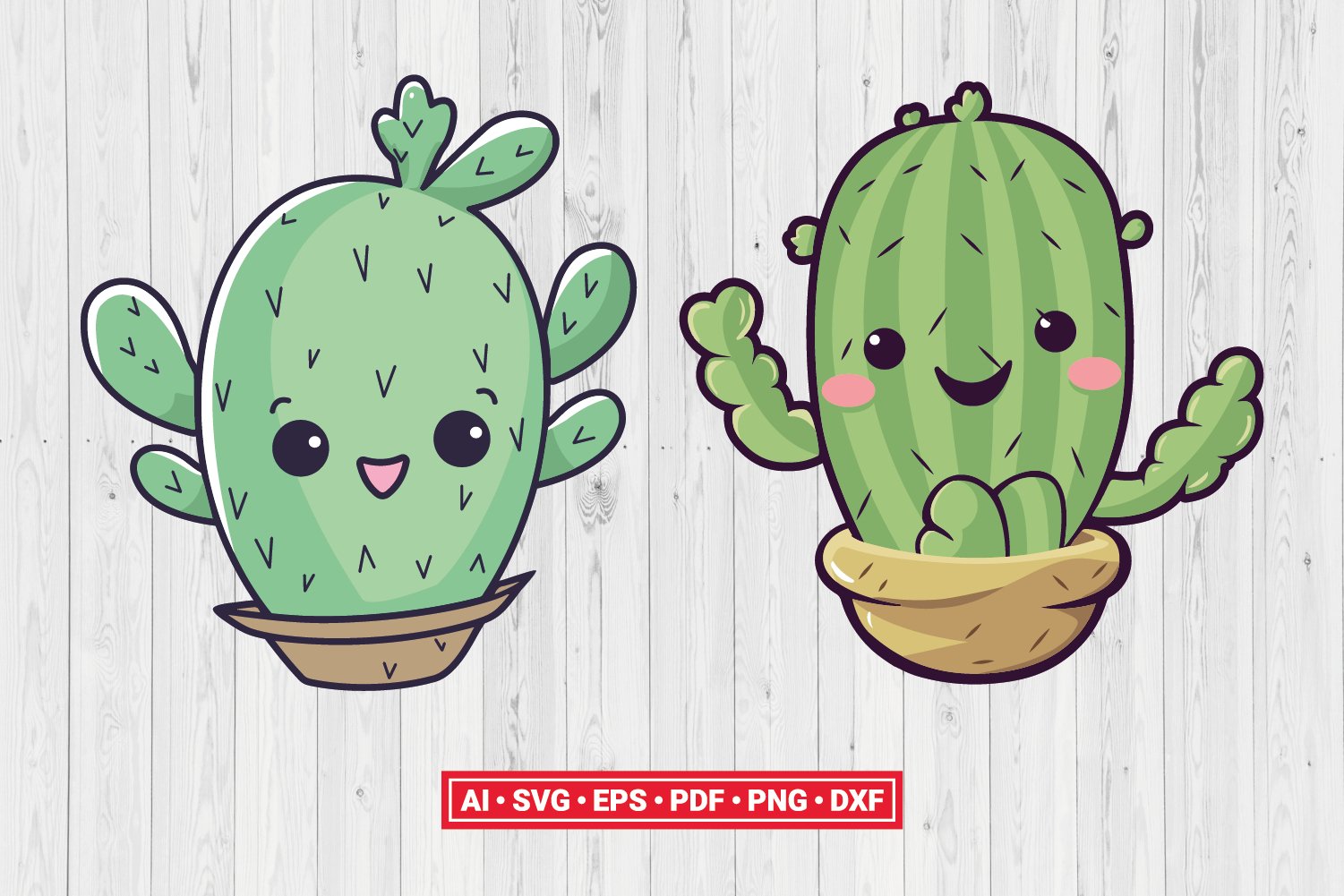 Cute Cactus Cacti SVG Laser Cut File Cricut Clipart view 3