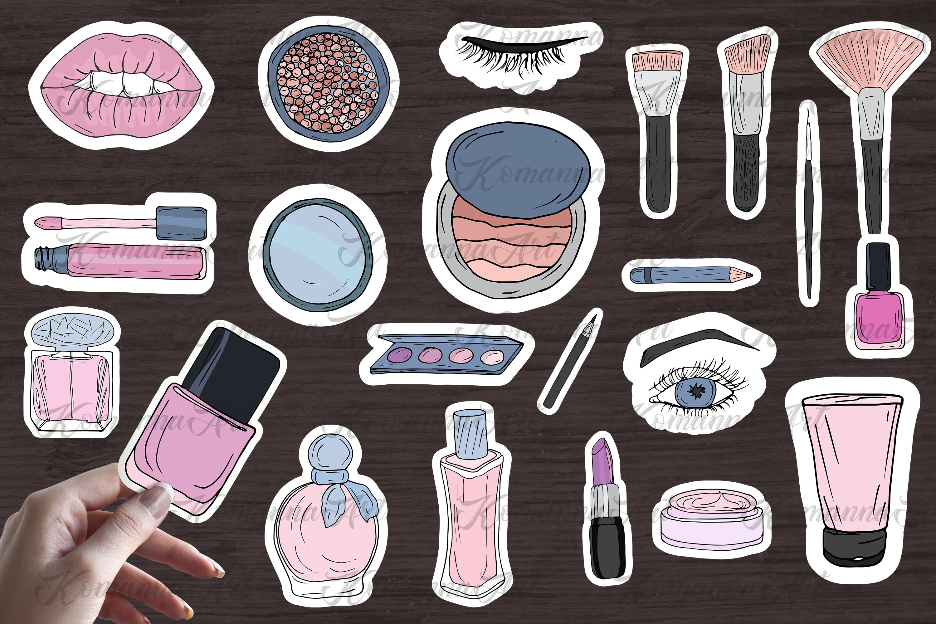 Vector Stickers graphics Digital set Sketch Beauty, Make Up view 2
