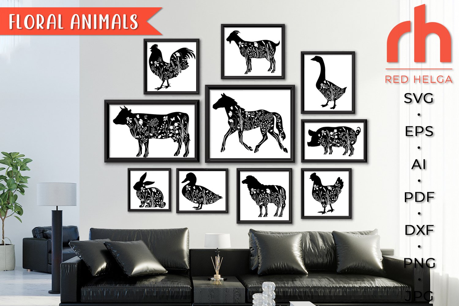Floral Animals SVG - Farm Life Cut File
