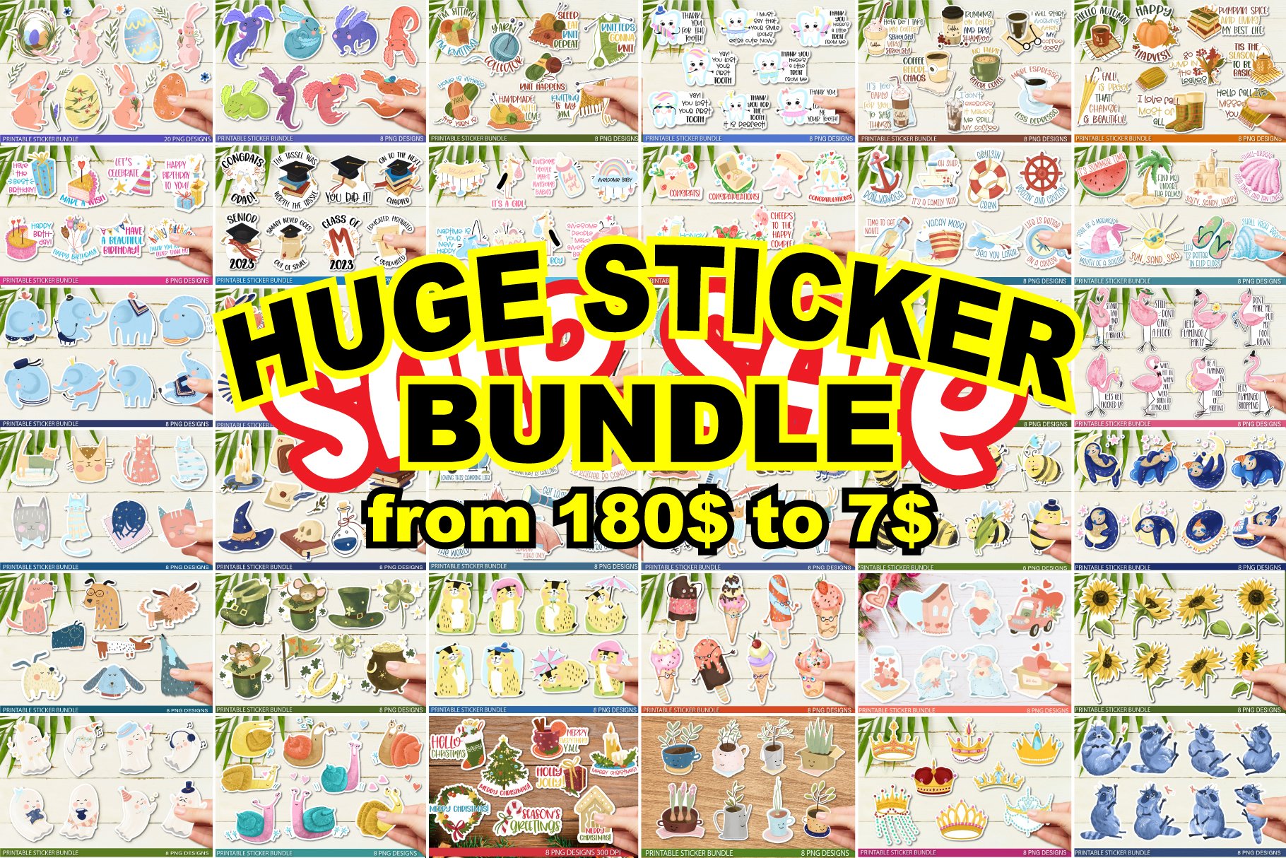 Mega Printable Sticker Bundle | Printable PNG Stickers