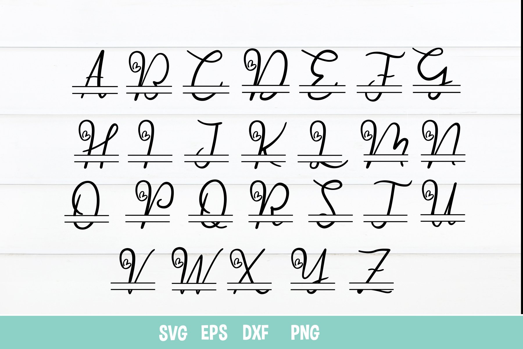 Split Letters A-Z SVG, Split Alphabet svg , monogram svg view 3