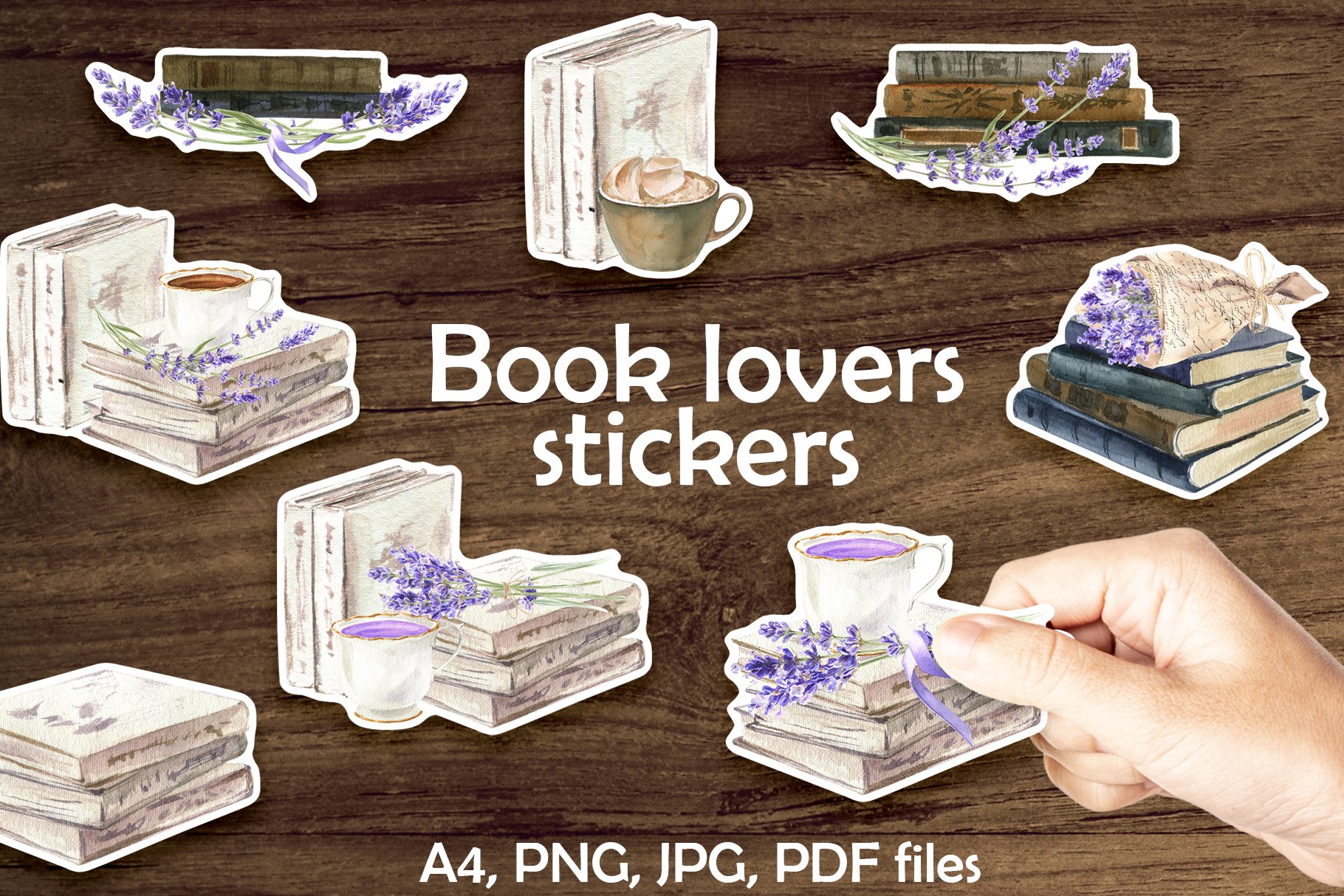 Book Lovers Lavender Printable Digital Stickers