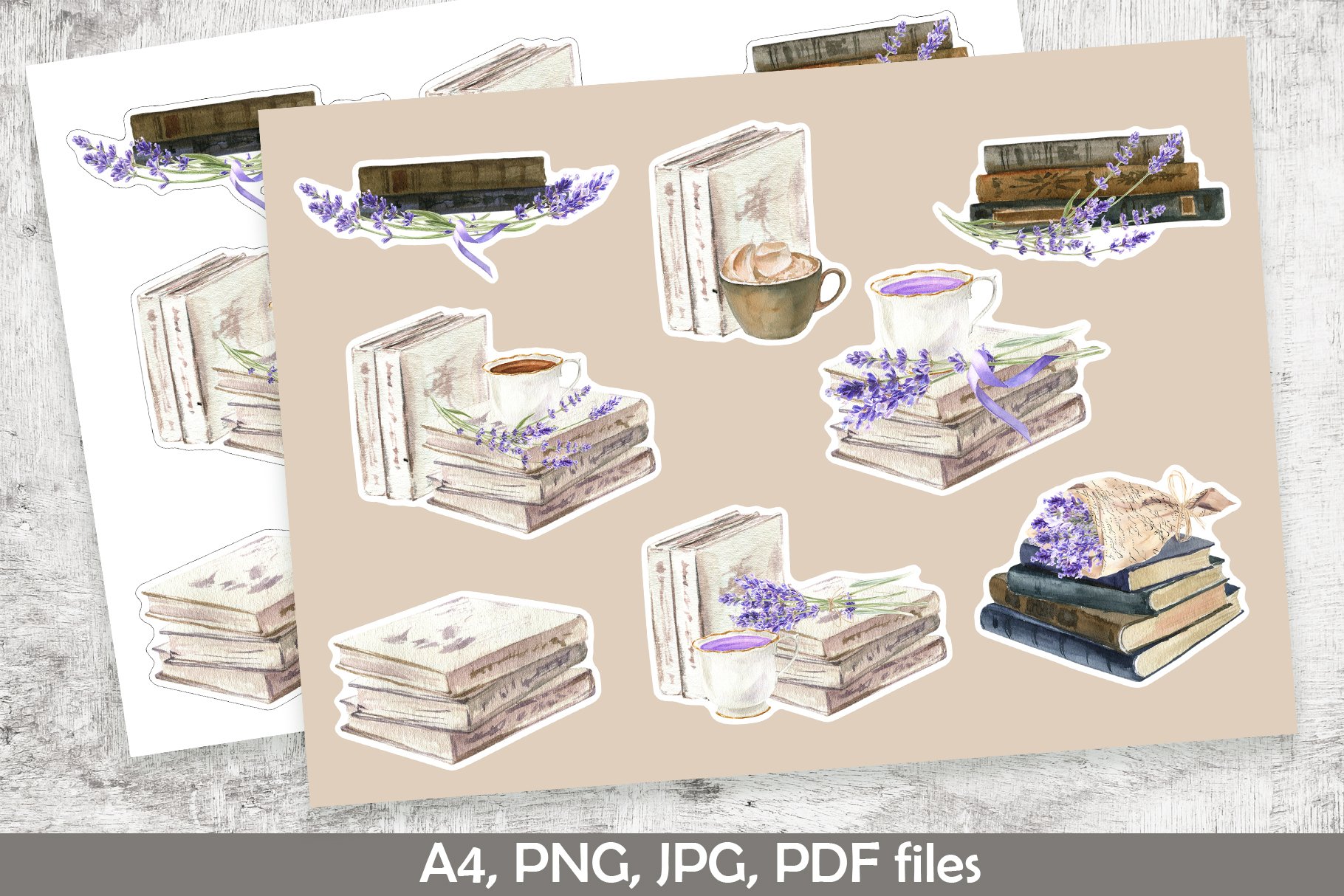 Book Lovers Lavender Printable Digital Stickers view 3