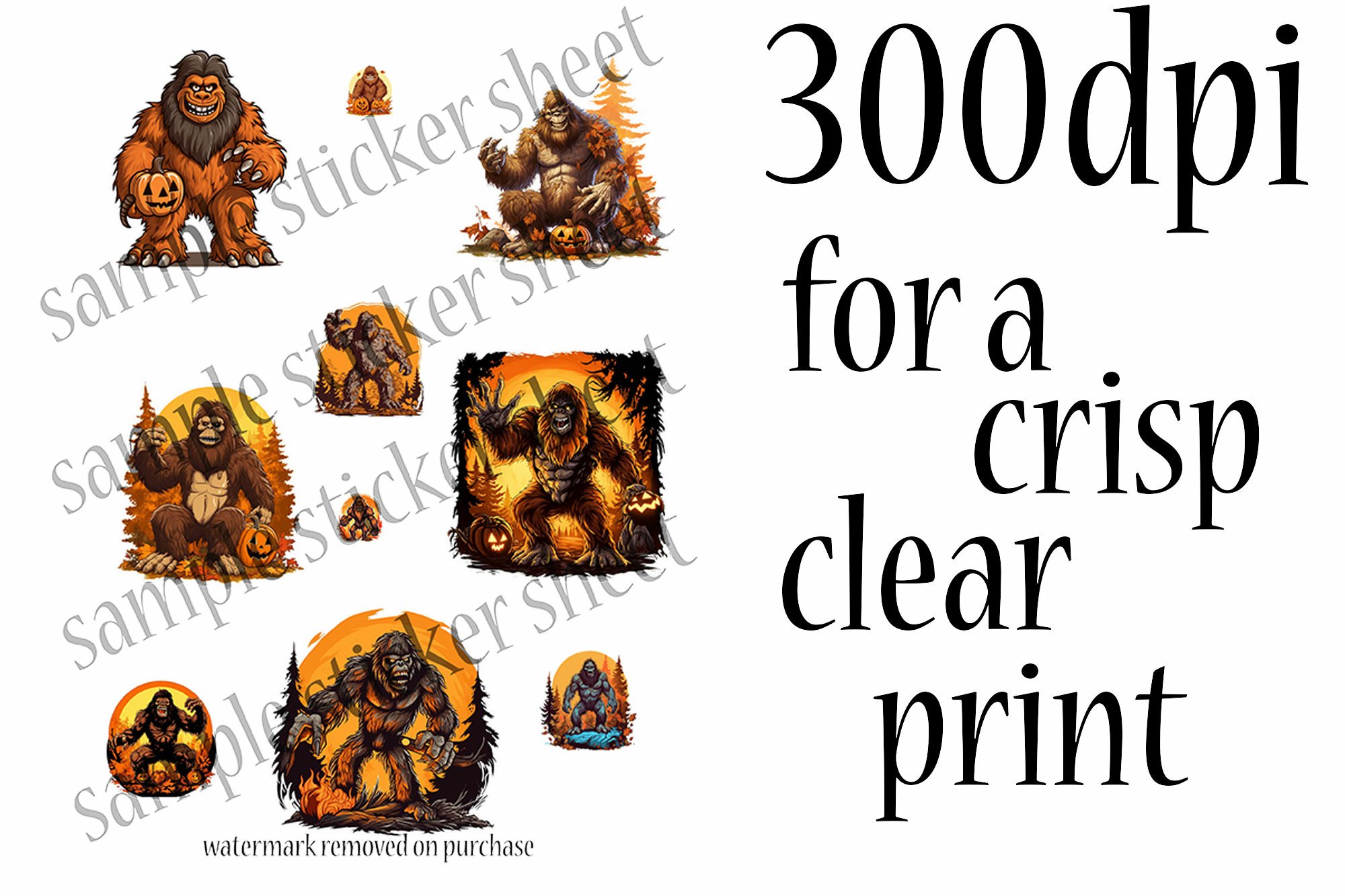 Printable Halloween Sticker Bundle - Bigfoot Sticker Bundle view 3