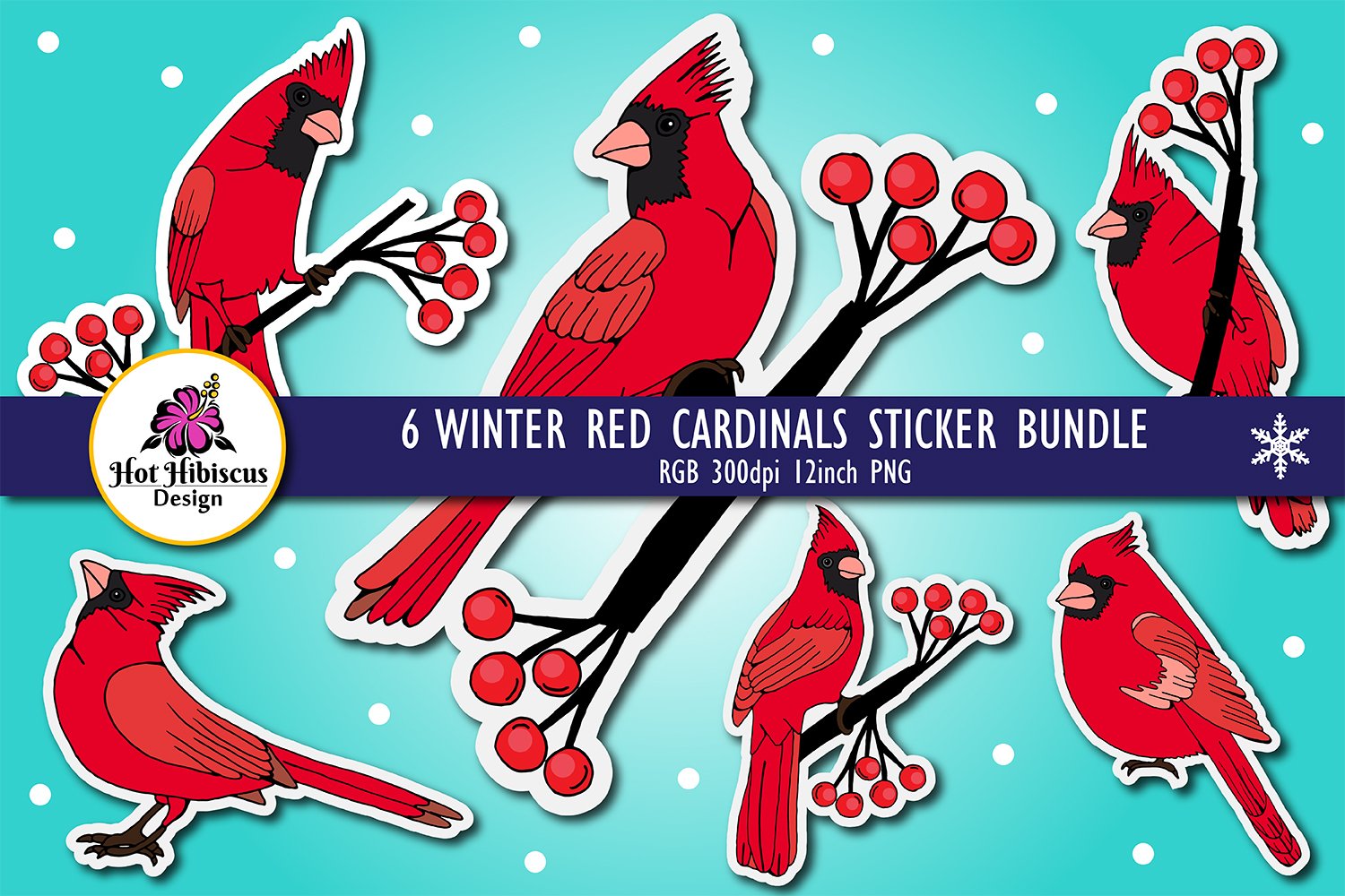 Winter Red Cardinal Birds Christmas Memorial Stickers