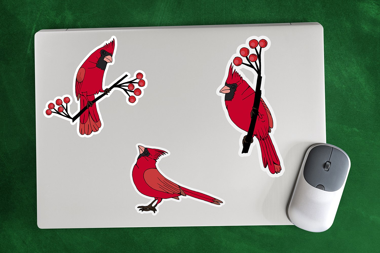 Winter Red Cardinal Birds Christmas Memorial Stickers view 3