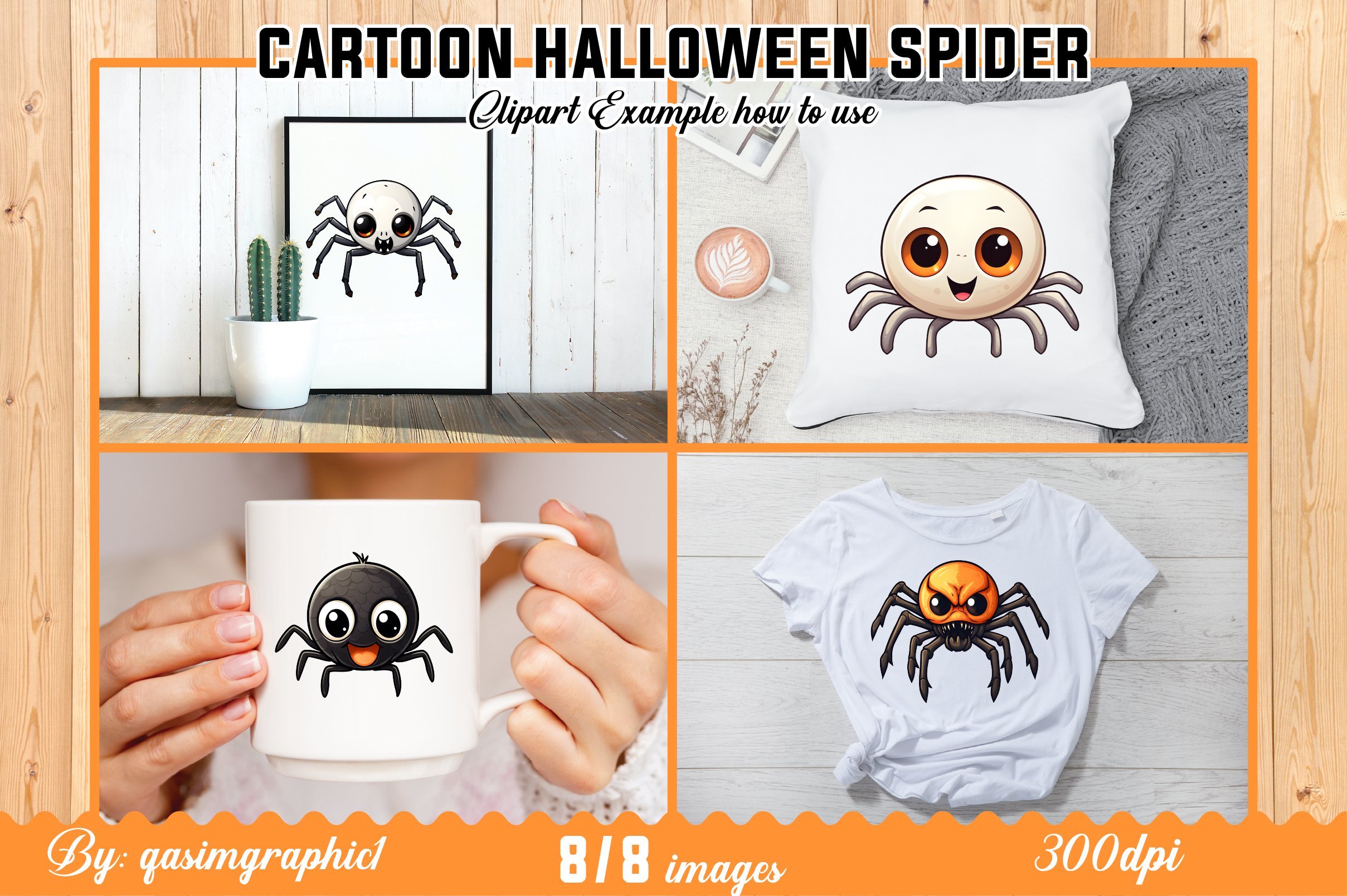 Cute Cartoon Halloween Spider Stickers, Spider Clipart view 3