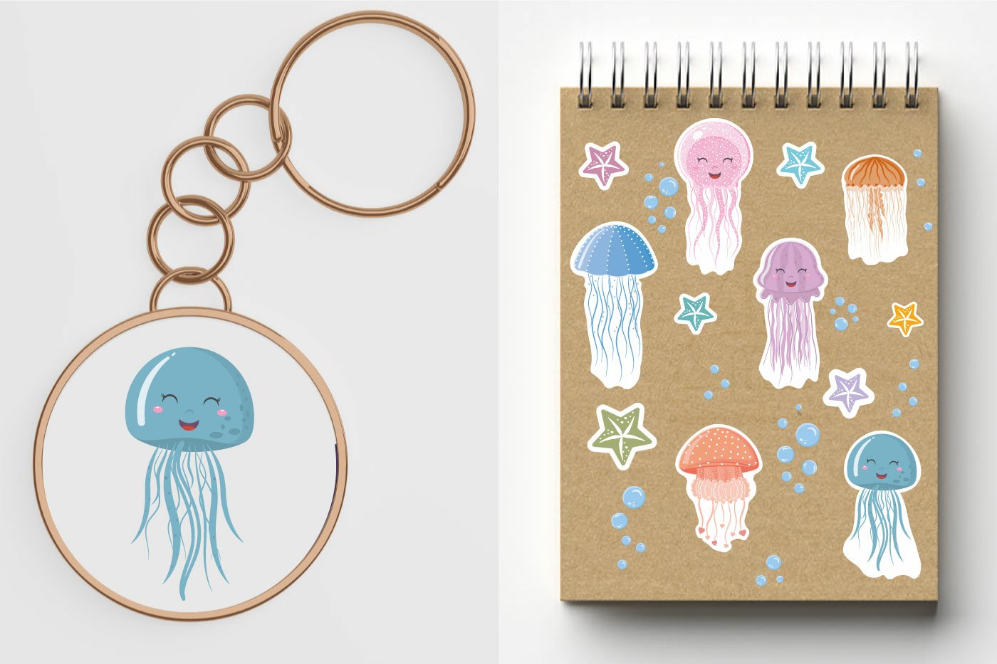 Cute jellyfish characters, a set of stickers for printing view 2