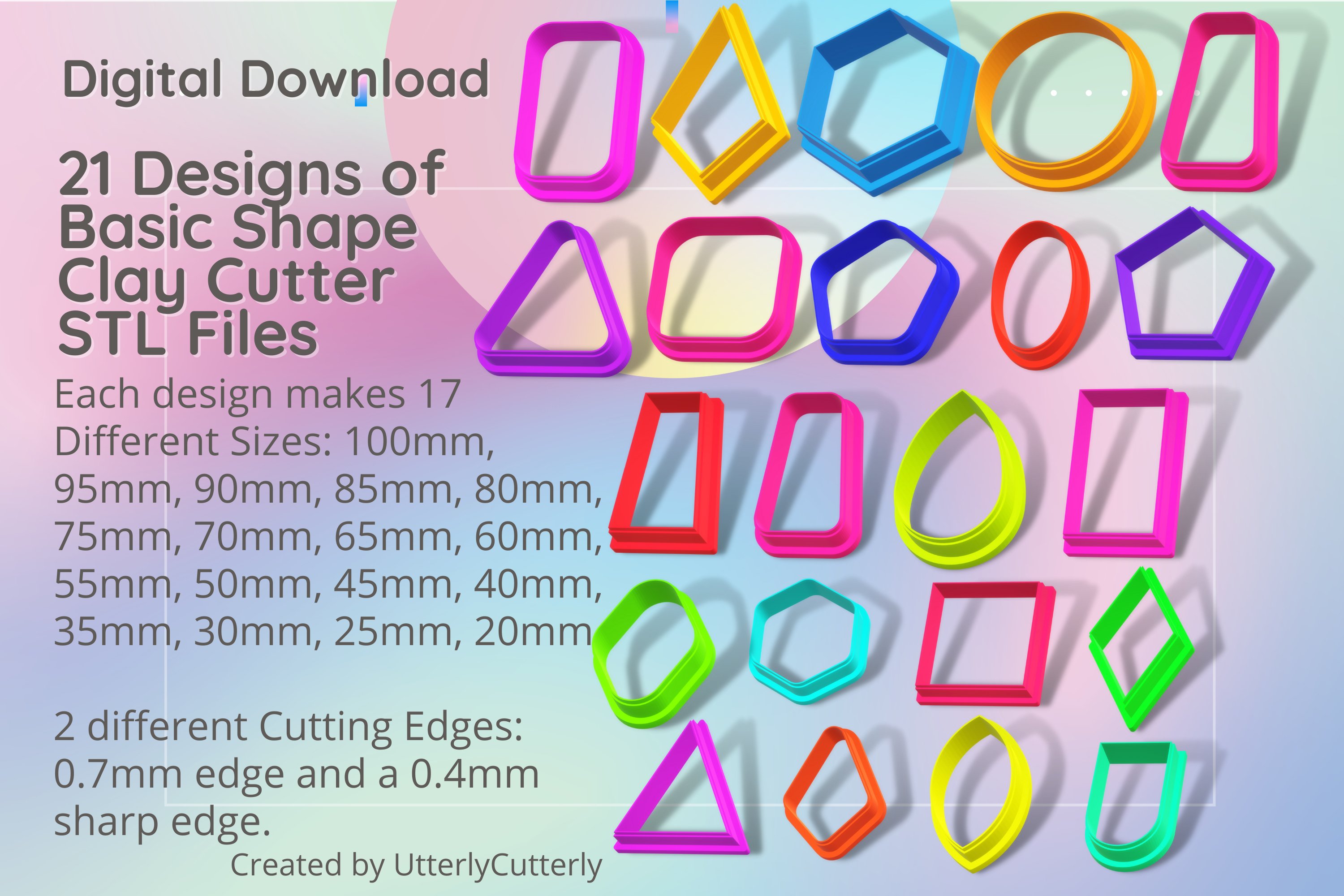 21 Designs Basic Shapes Clay Cutter - Cookie Cutter