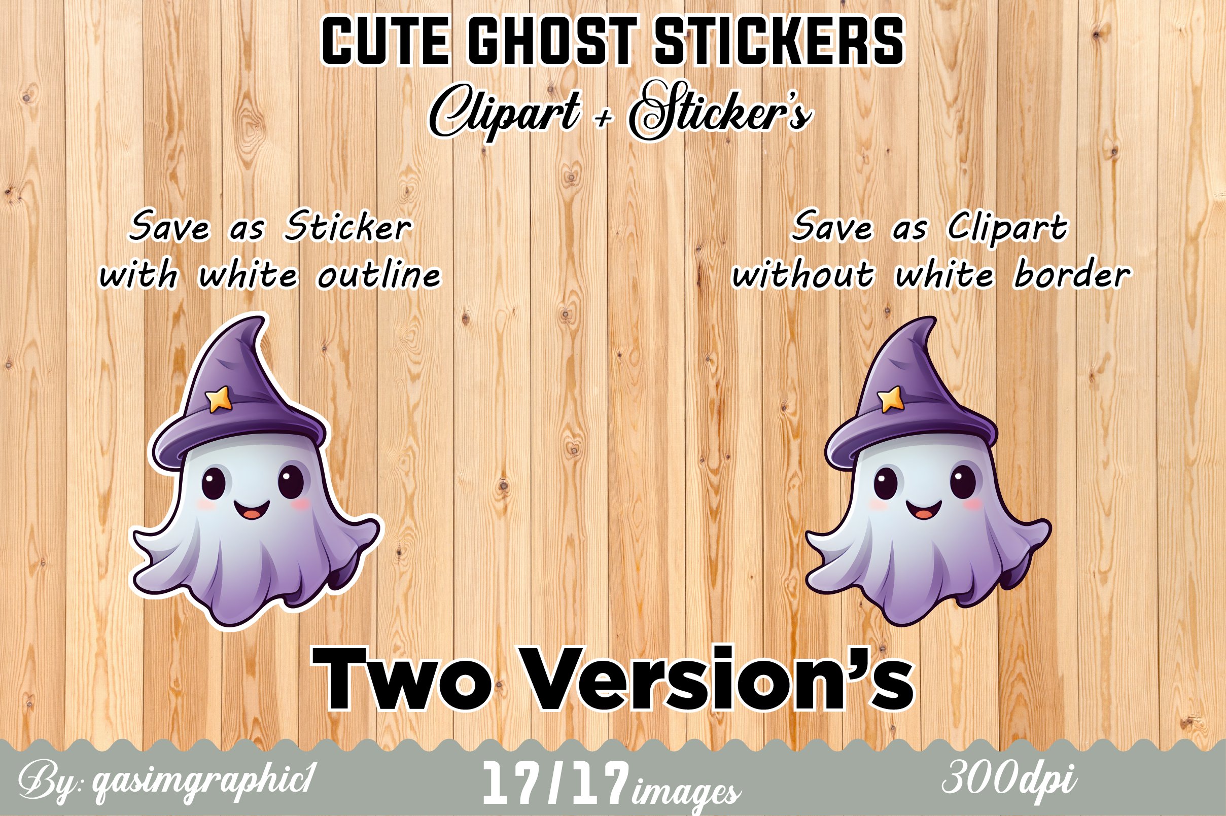 Cute Ghost Cut Digital Sticker, Sticker for Notes Printable view 2