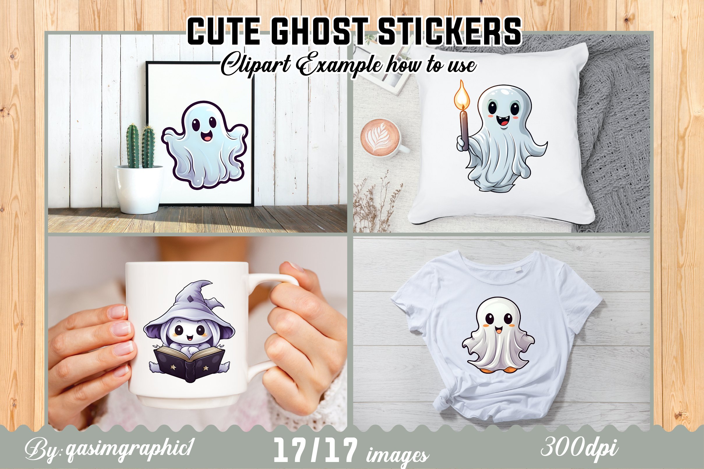 Cute Ghost Cut Digital Sticker, Sticker for Notes Printable view 3