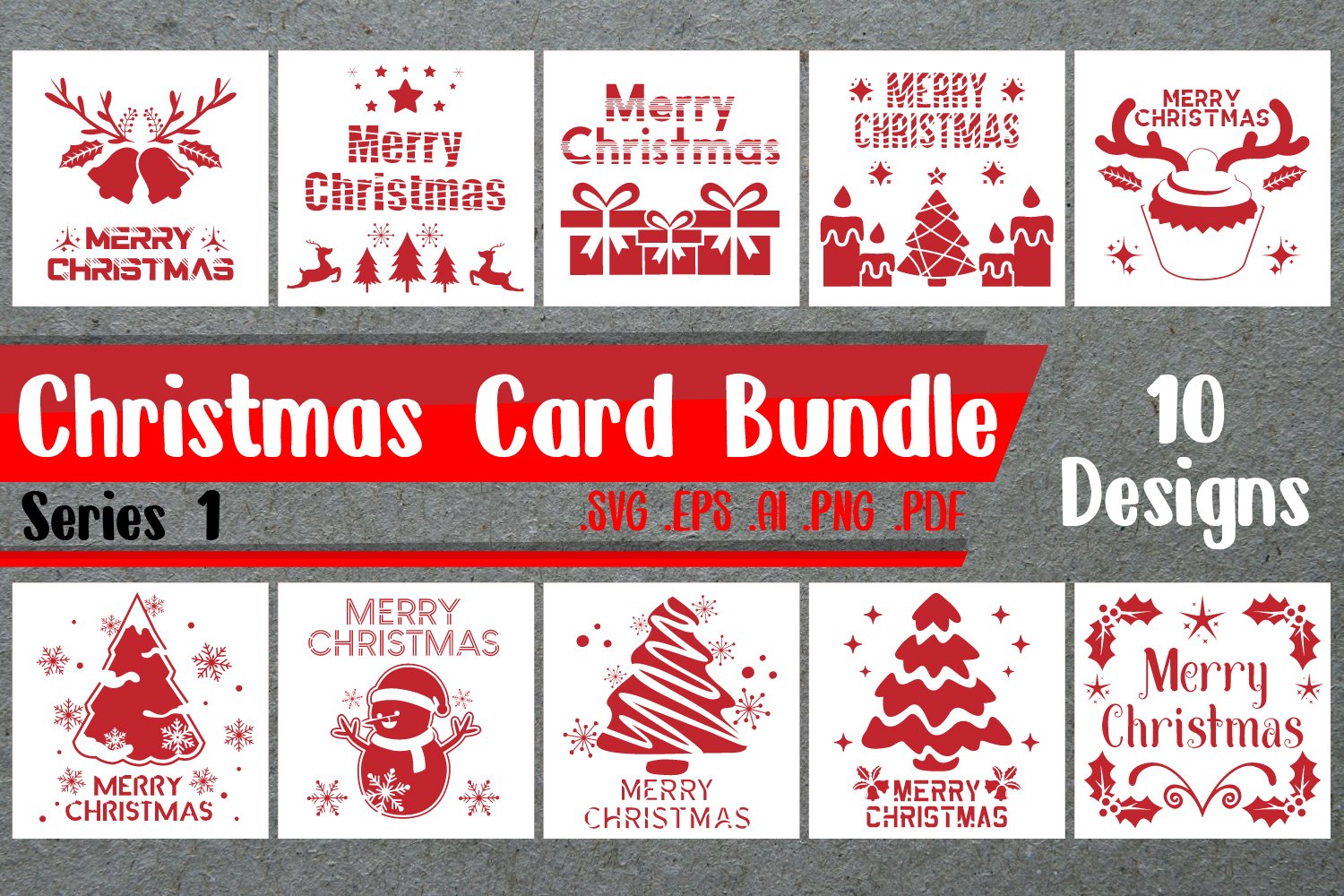 Bundle|Christmas Card 1 - svg eps ai png pdf
