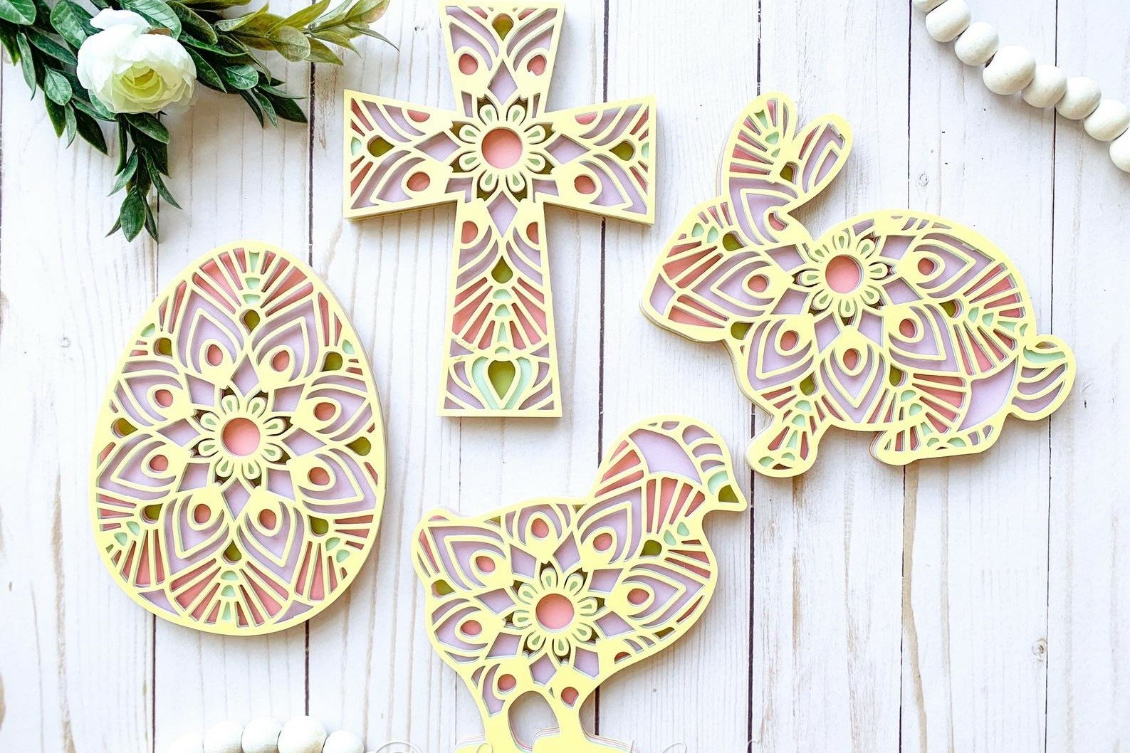 3D Easter Mandala Layered Paper Craft Bundle- Digital File