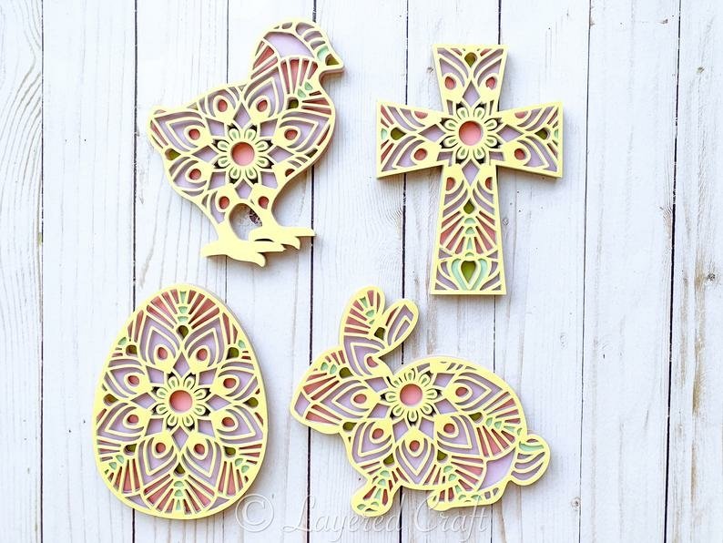 3D Easter Mandala Layered Paper Craft Bundle- Digital File view 2