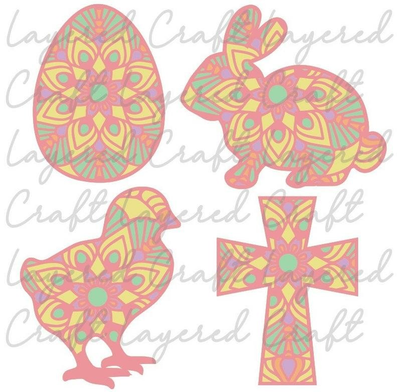 3D Easter Mandala Layered Paper Craft Bundle- Digital File view 3