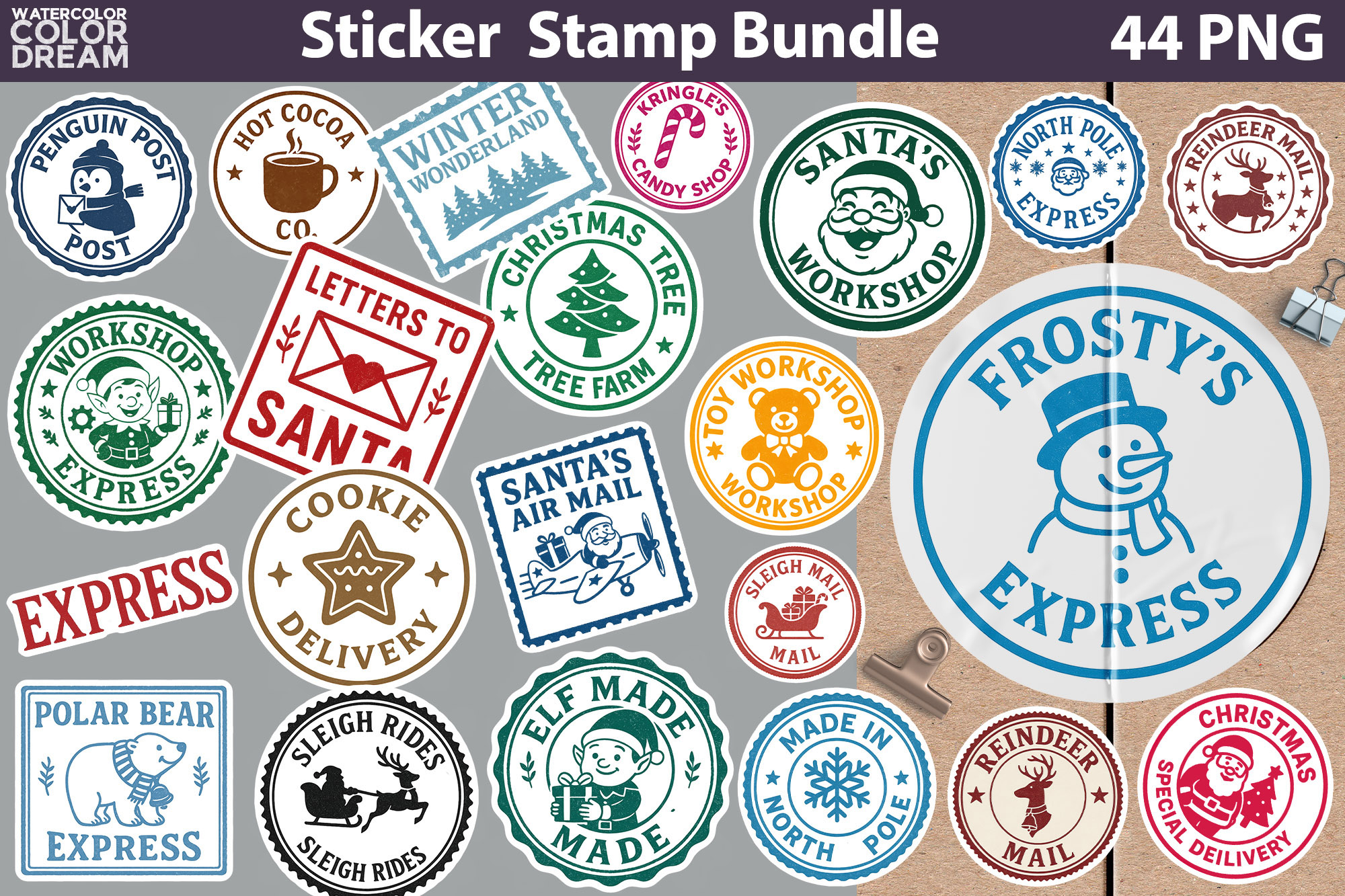 Christmas Stamp Sticker Printable Bundle | Special Delivery
