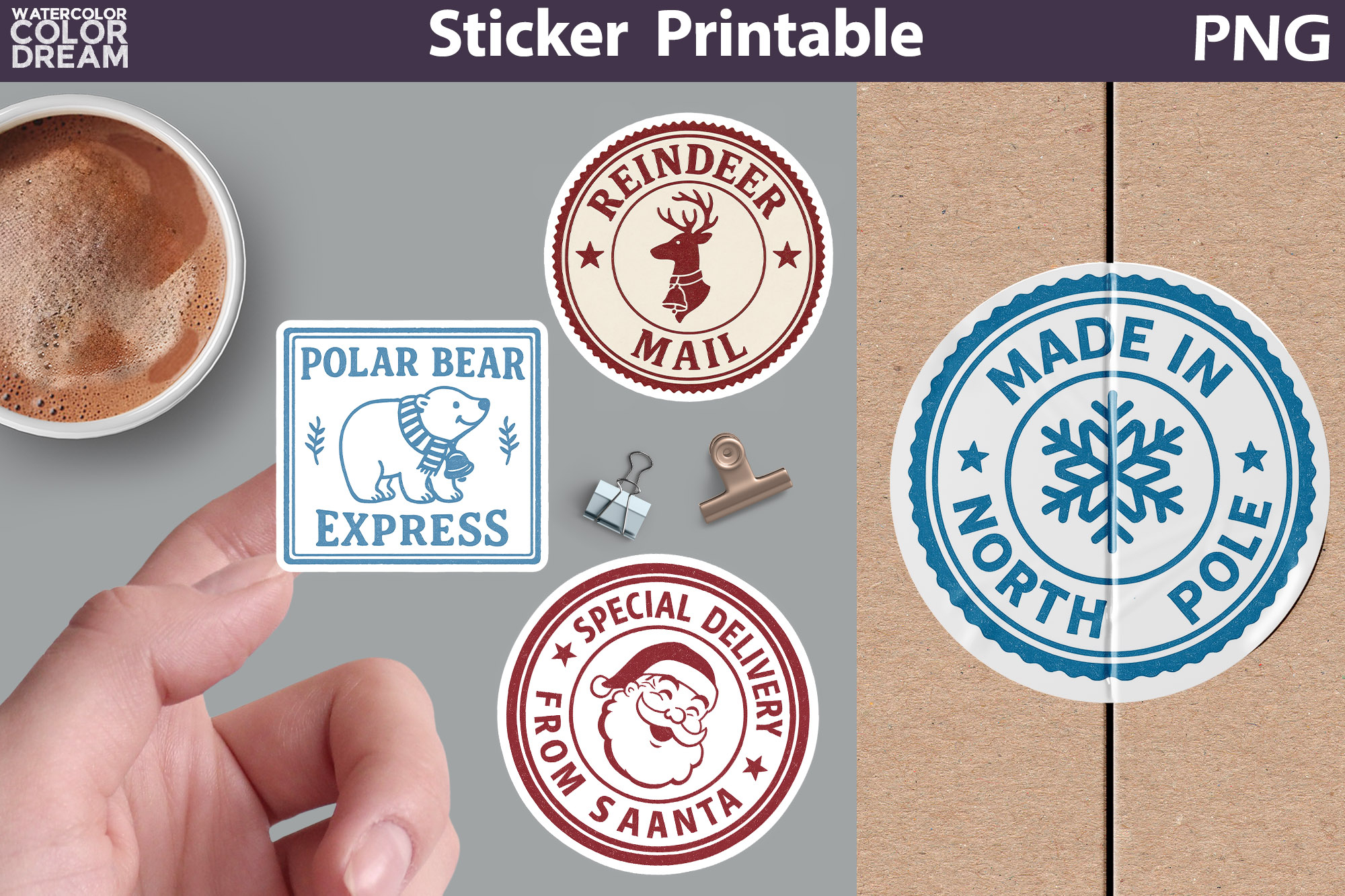 Christmas Stamp Sticker Printable Bundle | Special Delivery view 2