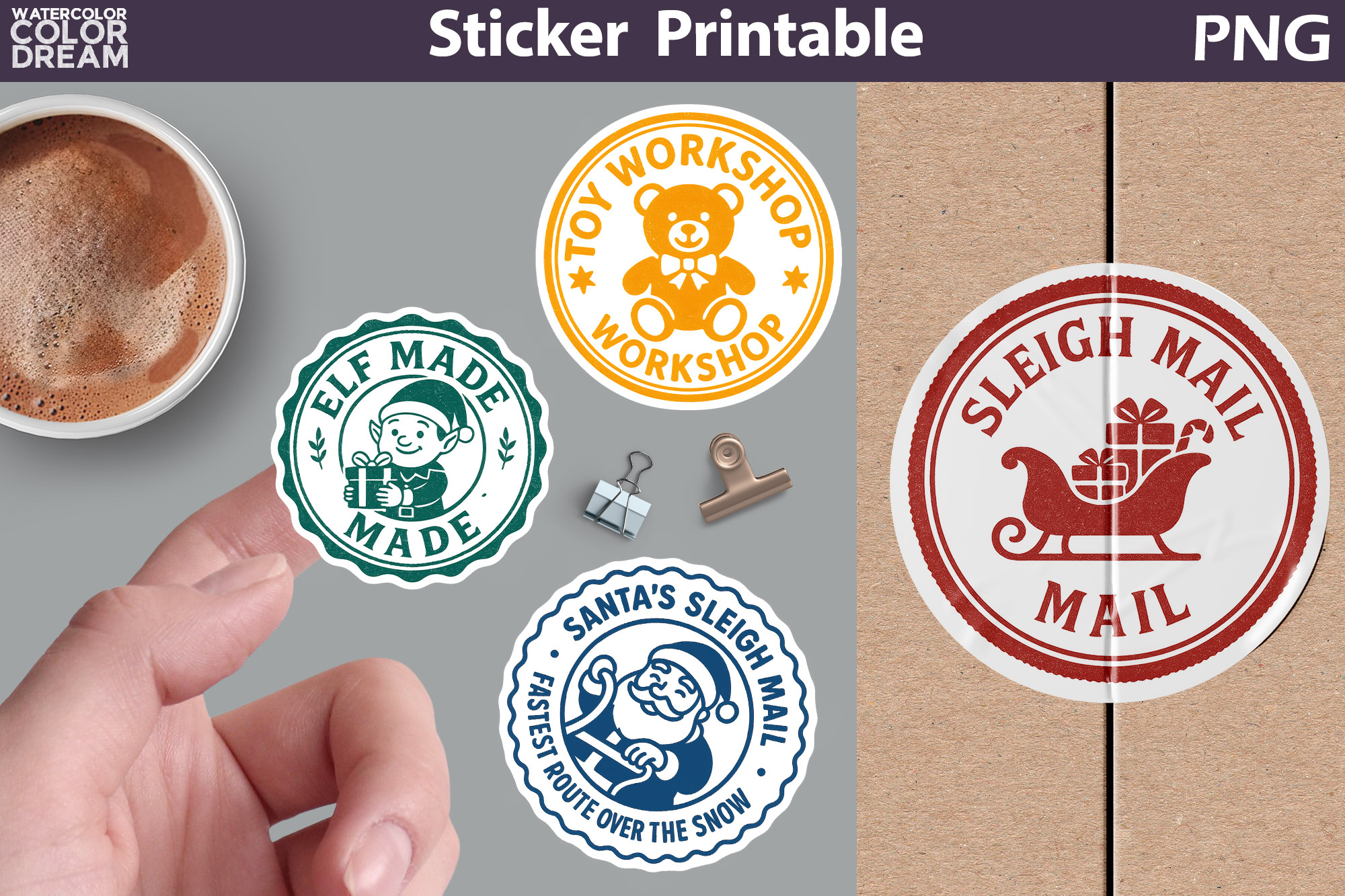 Christmas Stamp Sticker Printable Bundle | Special Delivery view 3