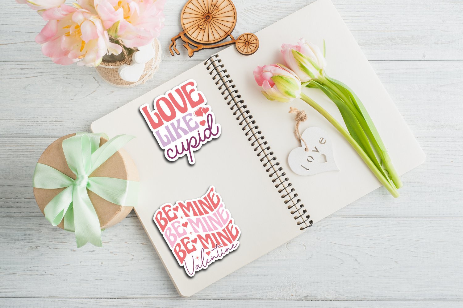 Retro Valentines Day Stickers Bundle, Valentines Stickers view 3