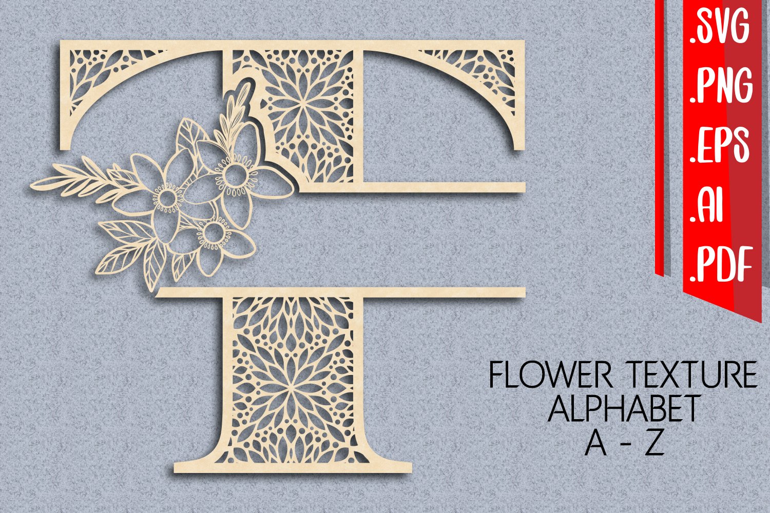 Flower Texture Split Monogram A-Z