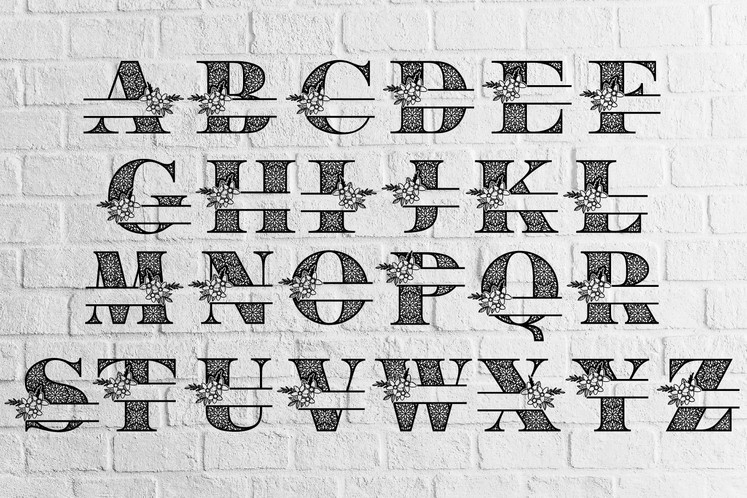 Flower Texture Split Monogram A-Z view 2