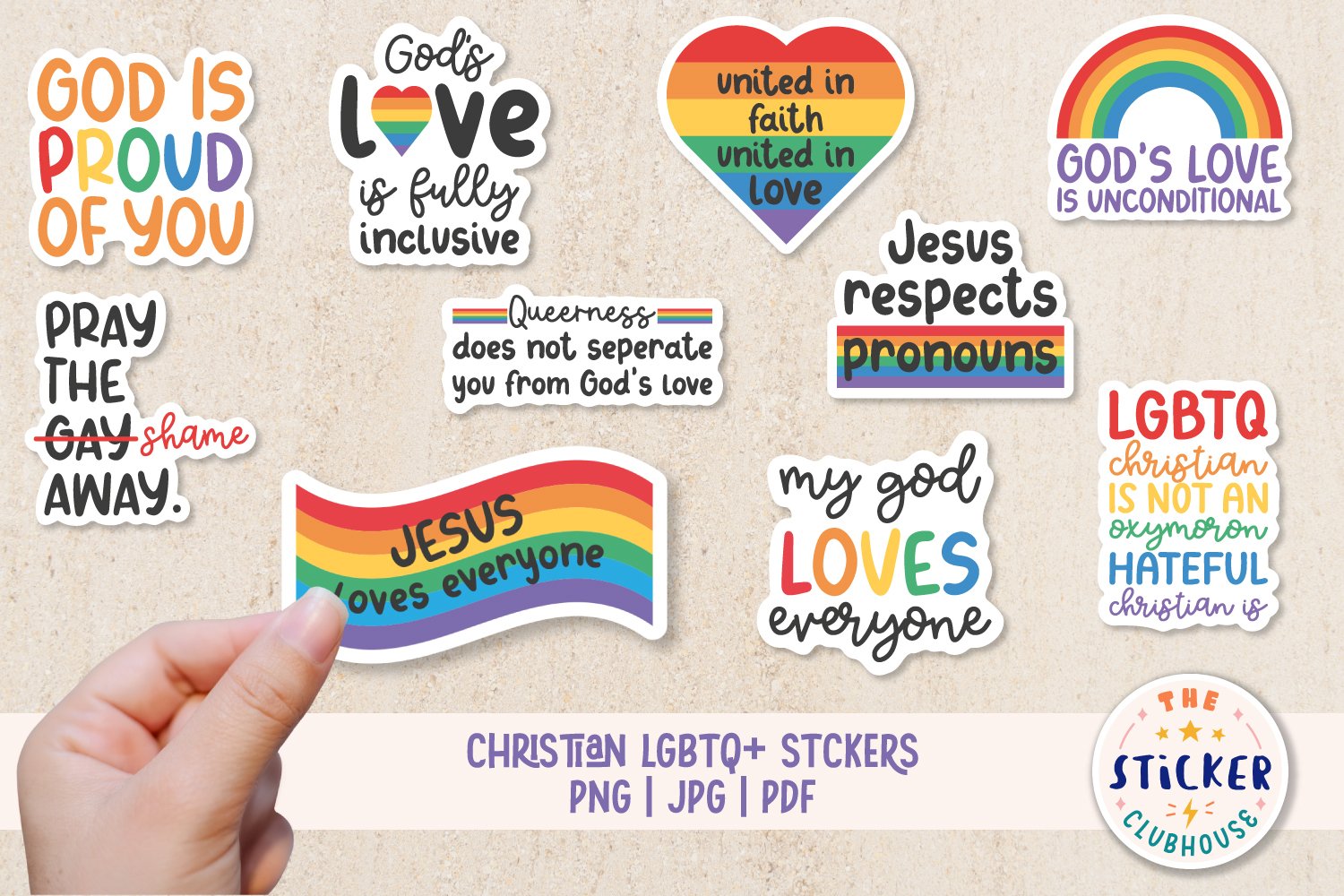 Christian LGBTQ sticker Bundle | Faith and Pride Stickers