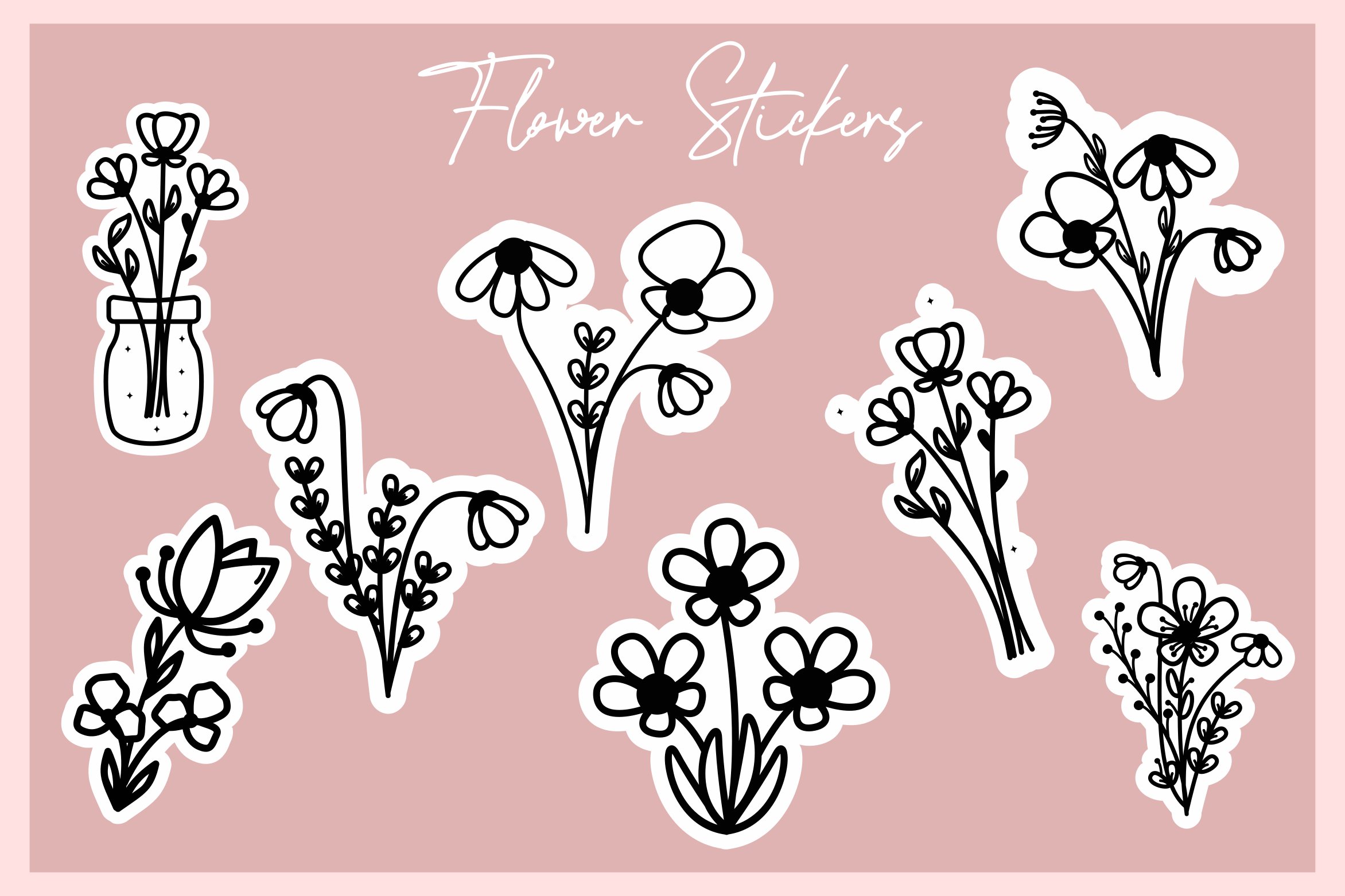 Flower Stickers Bundle, Stickers Bundle