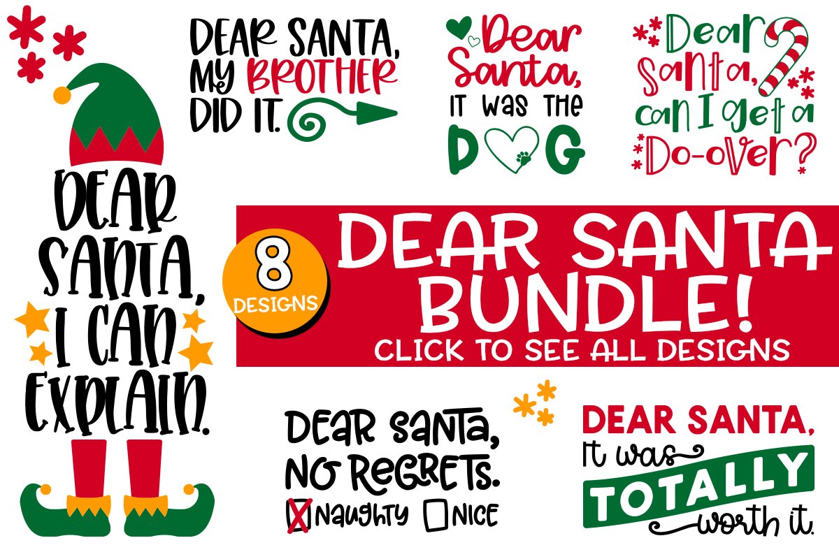 Dear Santa SVG Bundle - Fun Christmas SVG Set for Crafts