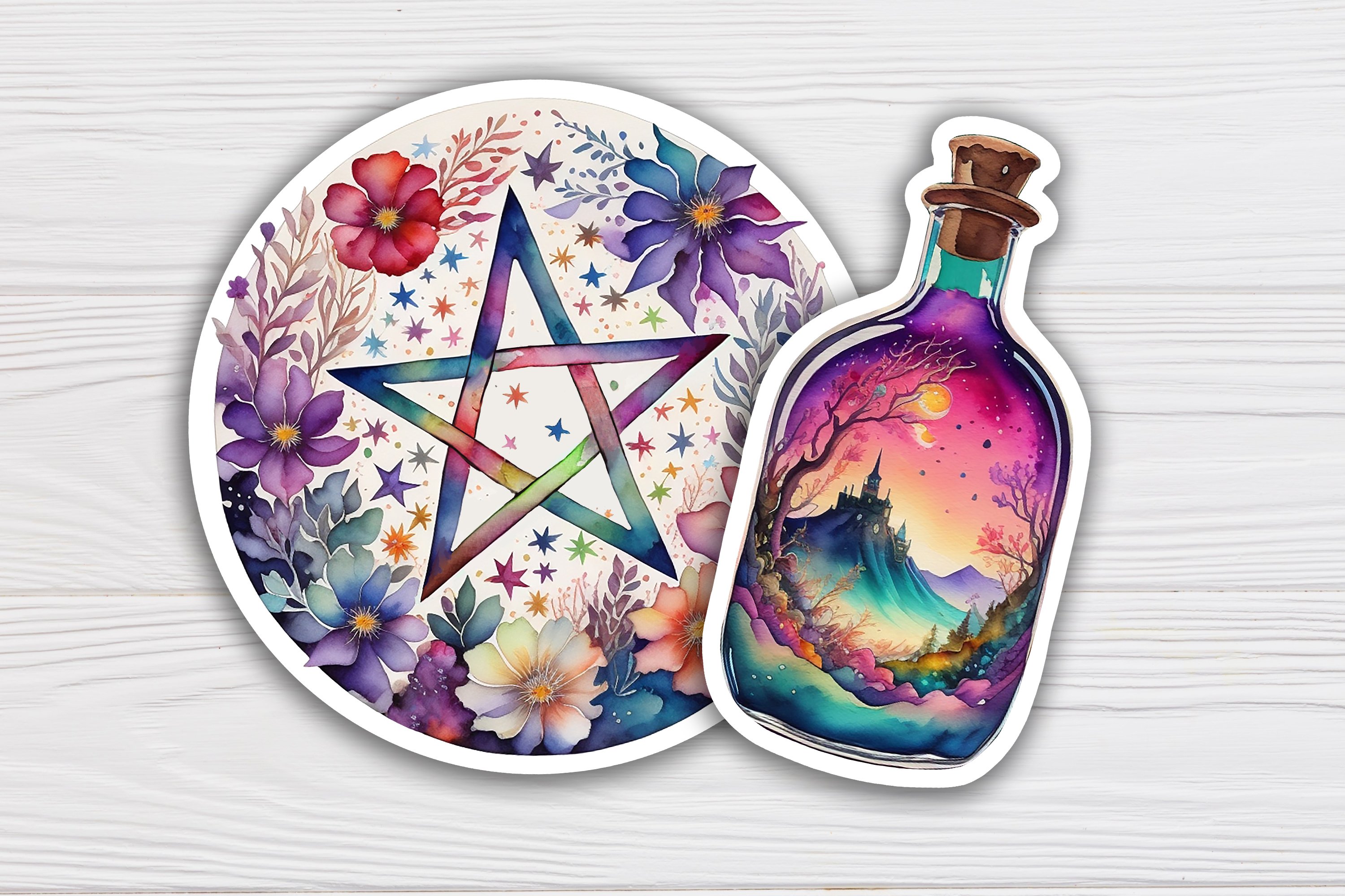Watercolor Magical Nature PNG Printable Stickers view 2
