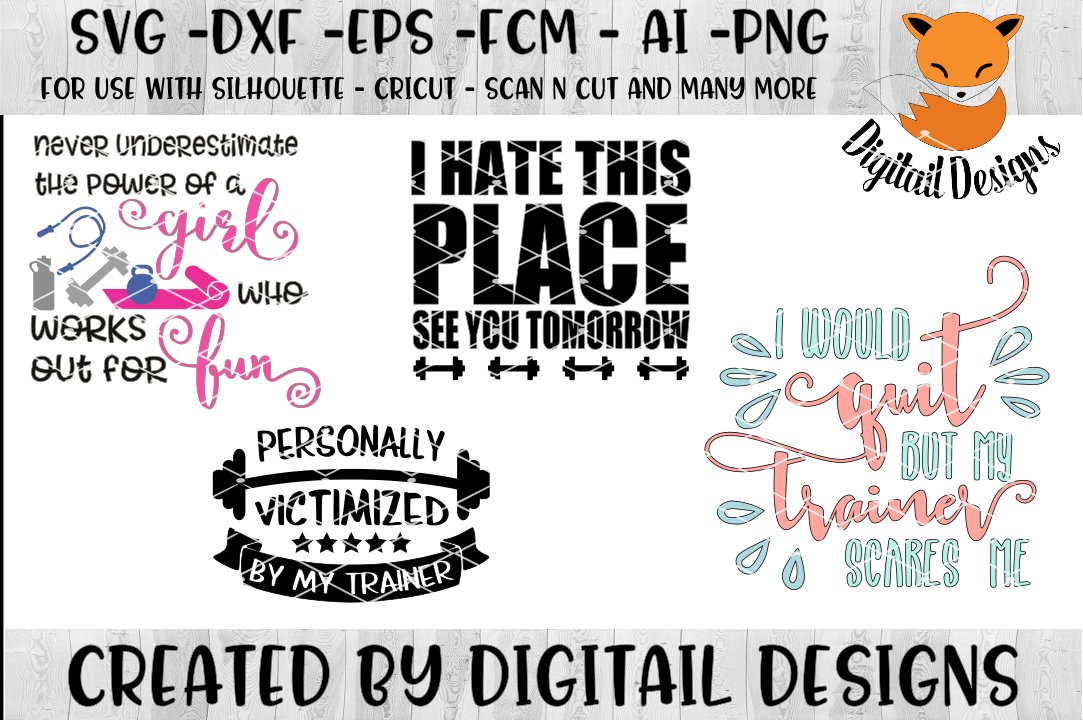 Fitness SVG - png - eps - dxf - ai - fcm - Workout SVG - Silhouette - Cricut - Scan N Cut - Gym SVG