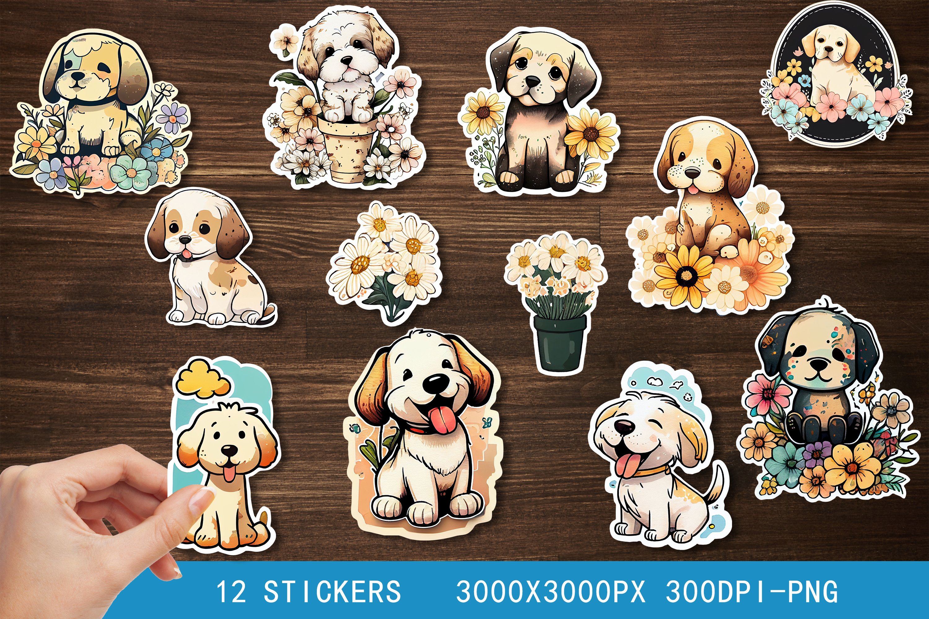 Watercolor Puppy Stickers | Printable Sticker Pack