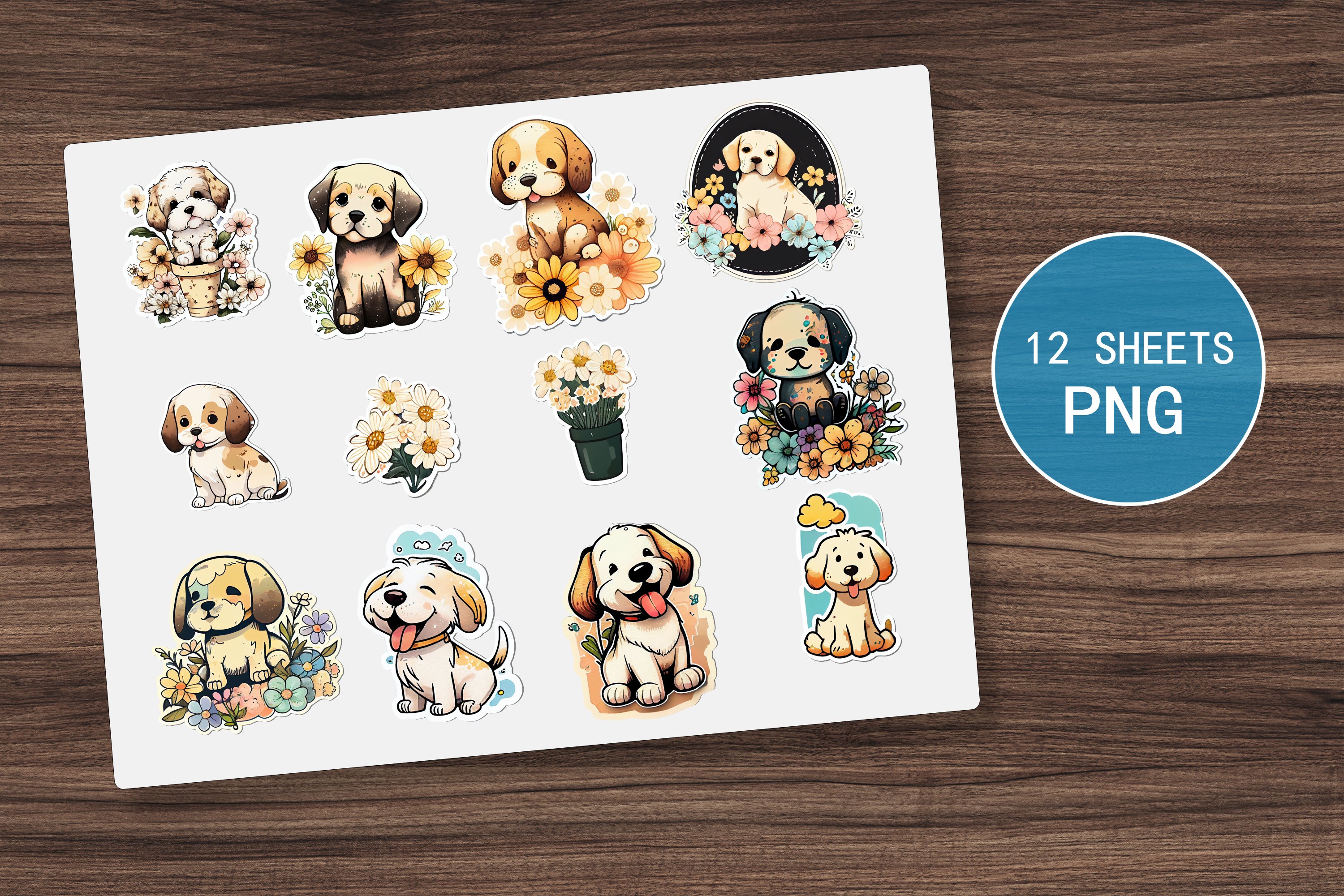 Watercolor Puppy Stickers | Printable Sticker Pack view 3