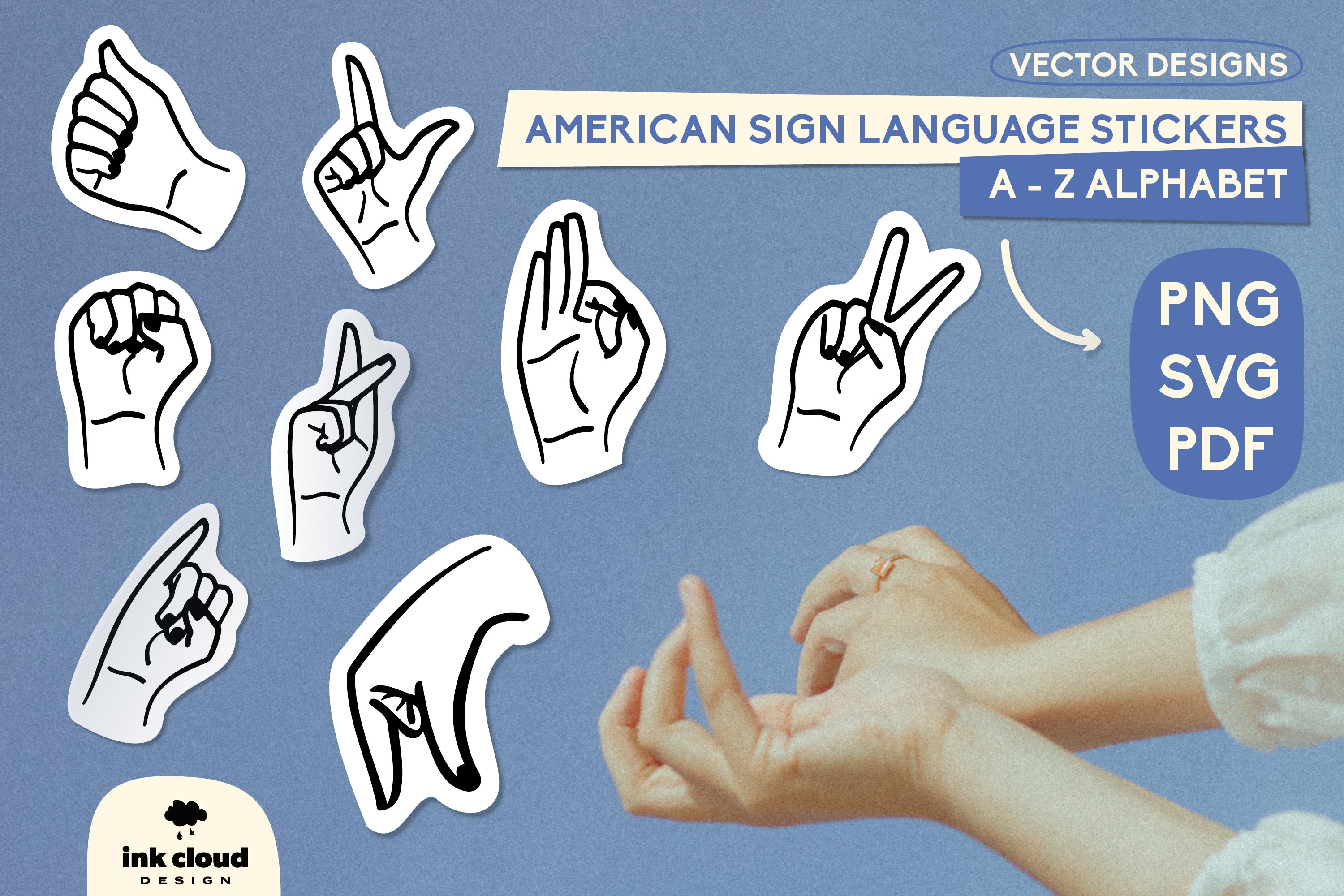 ASL SVG Sticker Bundle American Sign Language Letters Cricut