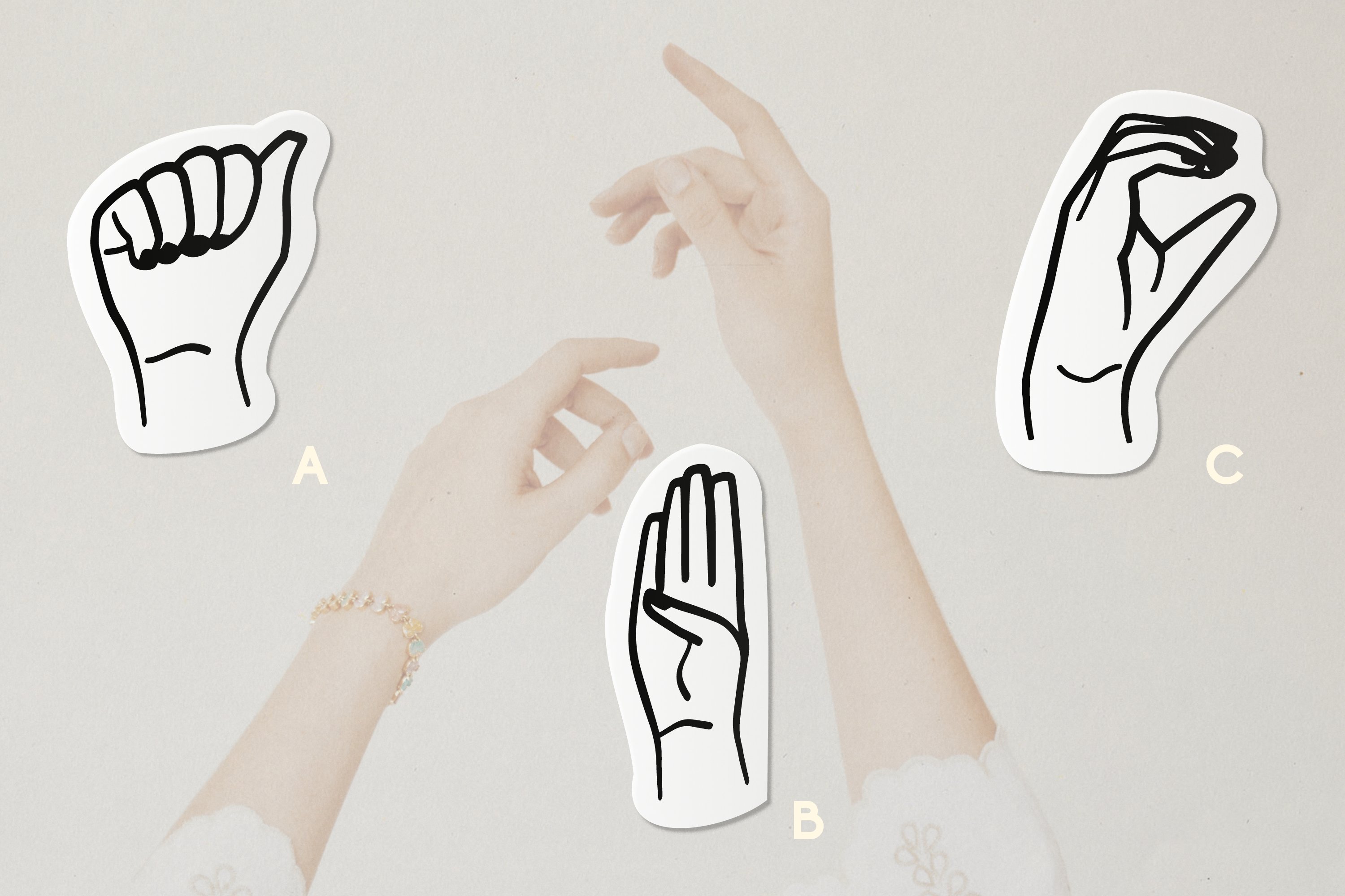 ASL SVG Sticker Bundle American Sign Language Letters Cricut view 2
