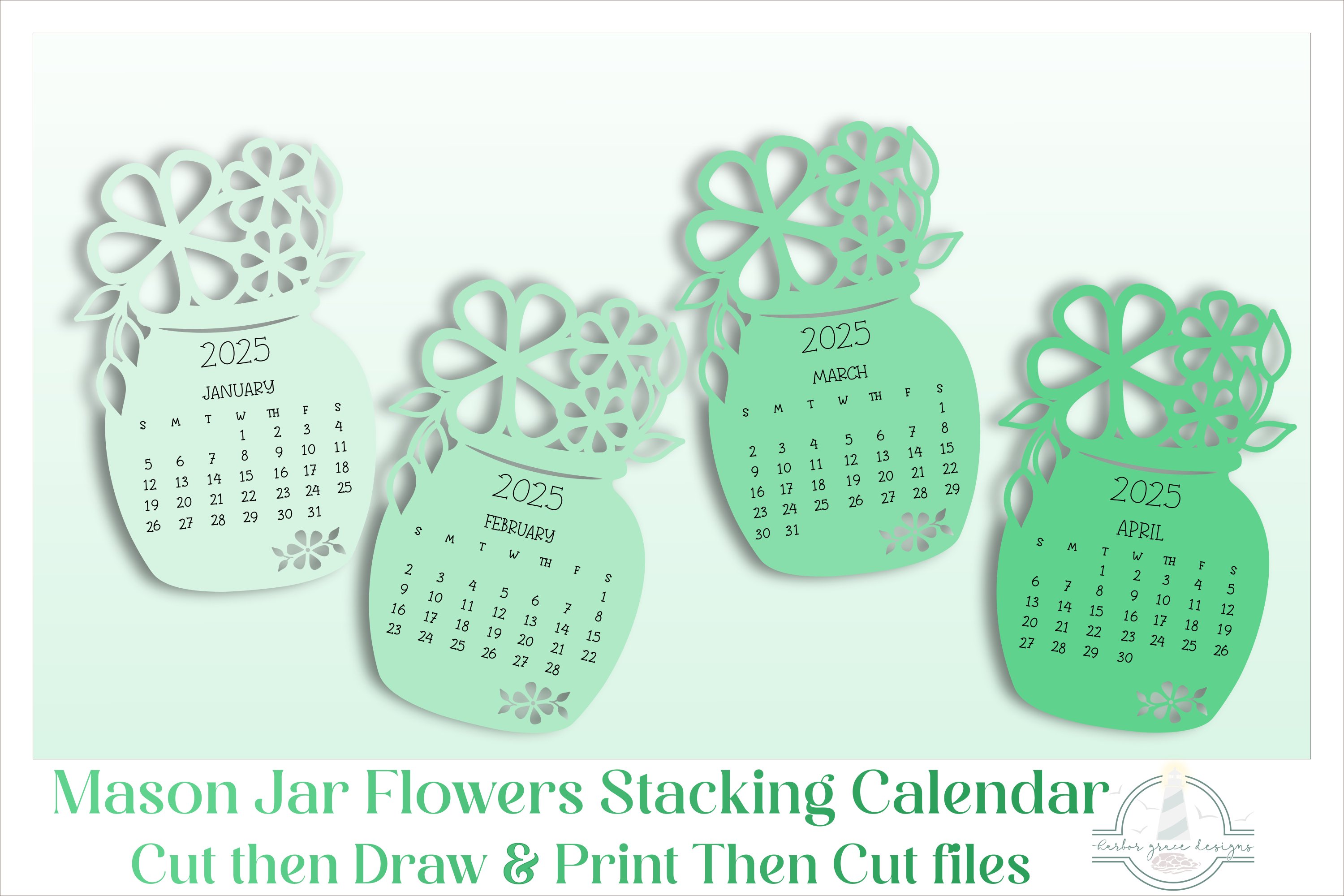 2025 Flower Cut and Draw Desktop Calendar SVG AND PNG FILES view 2