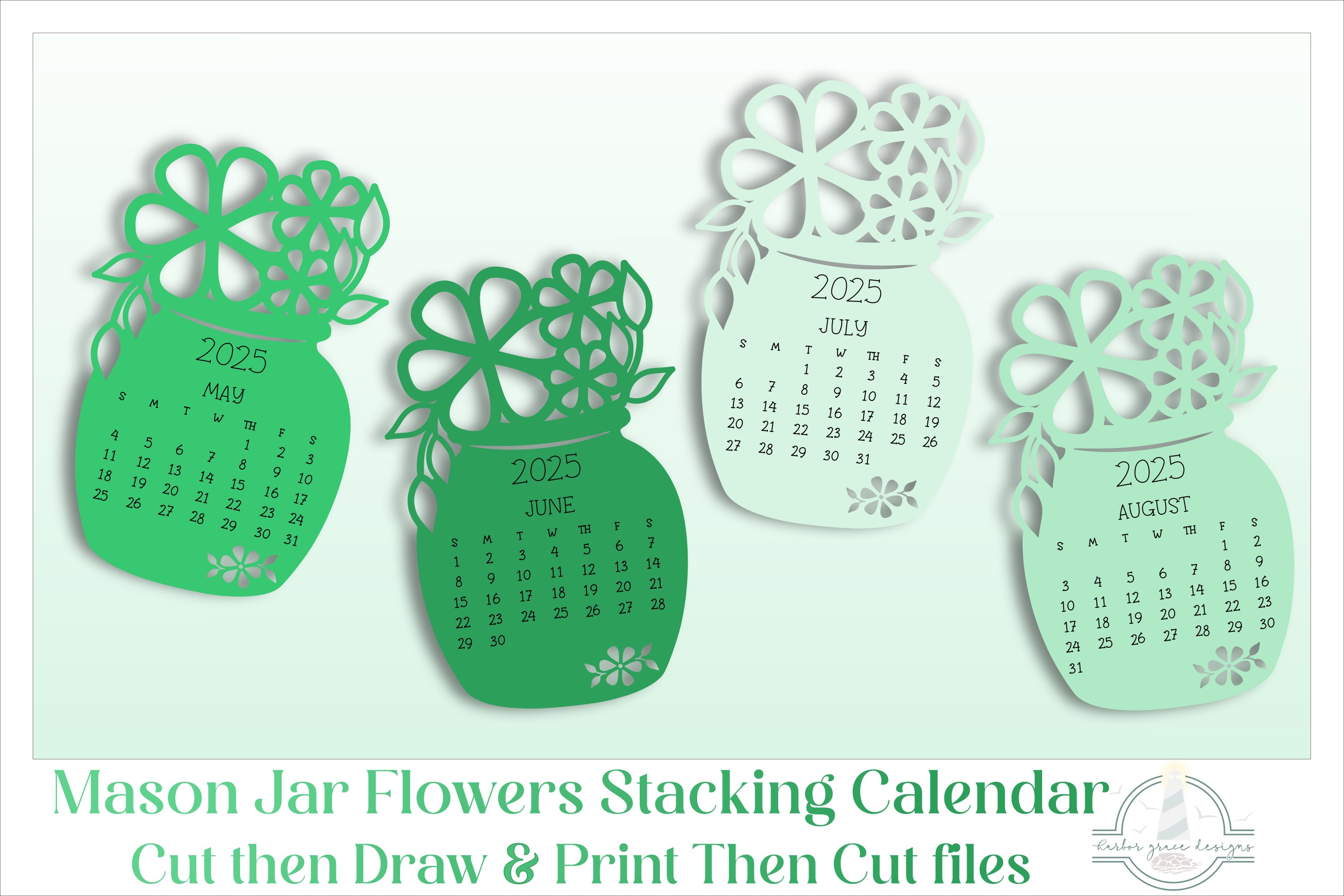 2025 Flower Cut and Draw Desktop Calendar SVG AND PNG FILES view 3
