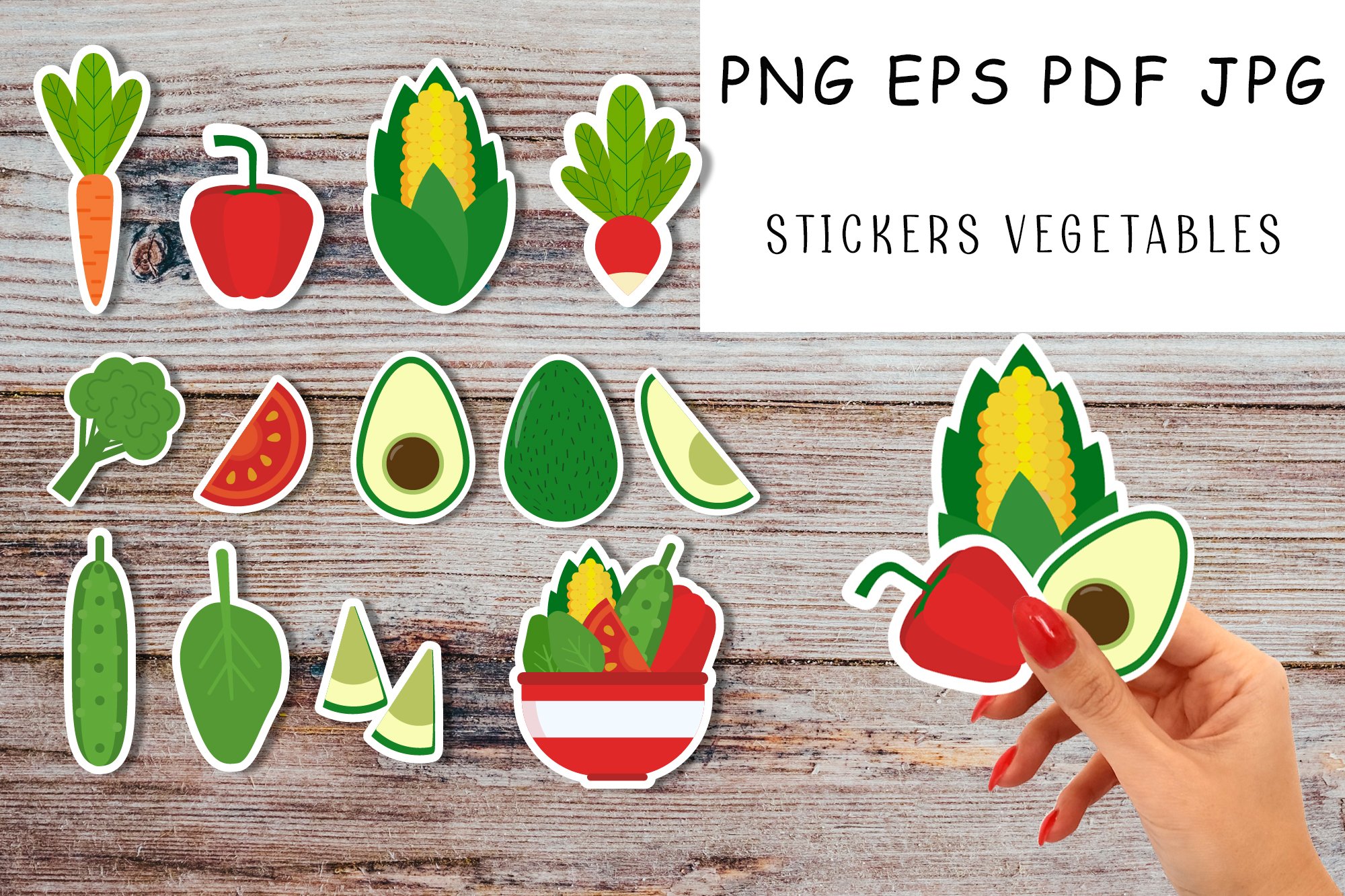 Vegetables stickers.
