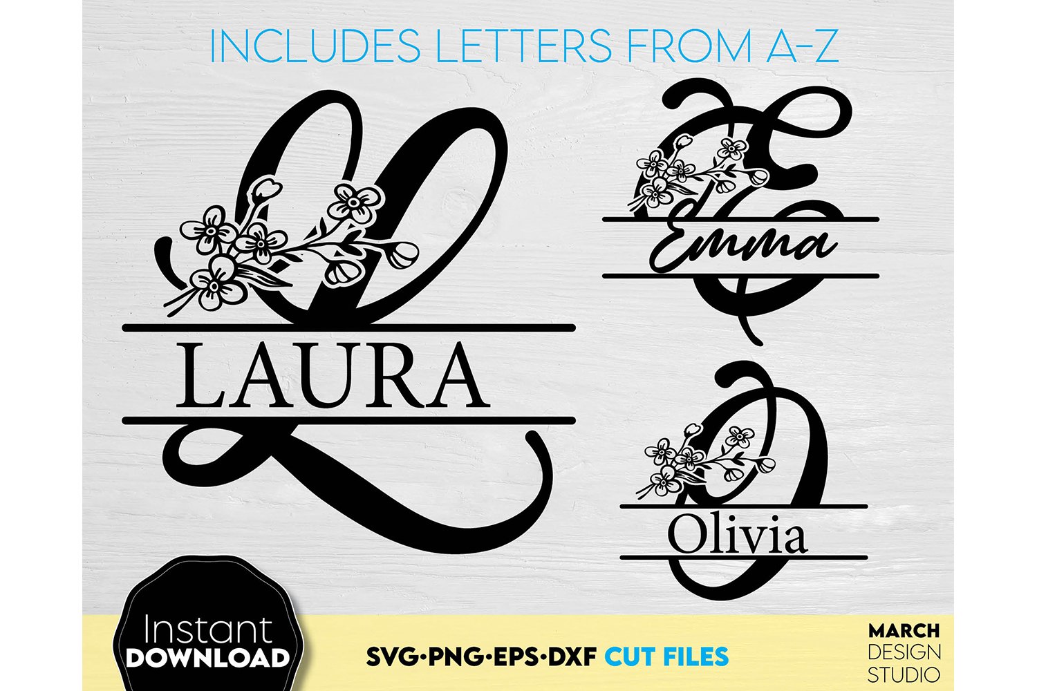 Floral Monogram SVG, Split Monogram SVG, Girl Monogram SVG