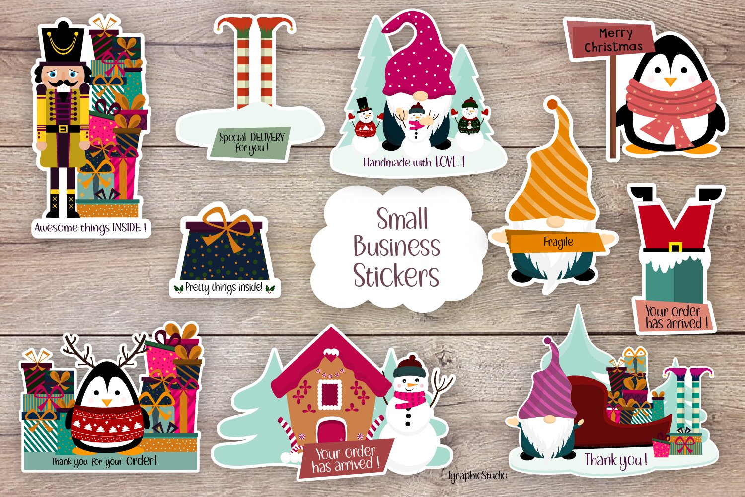 Christmas packaging stickers, Christmas business stickers