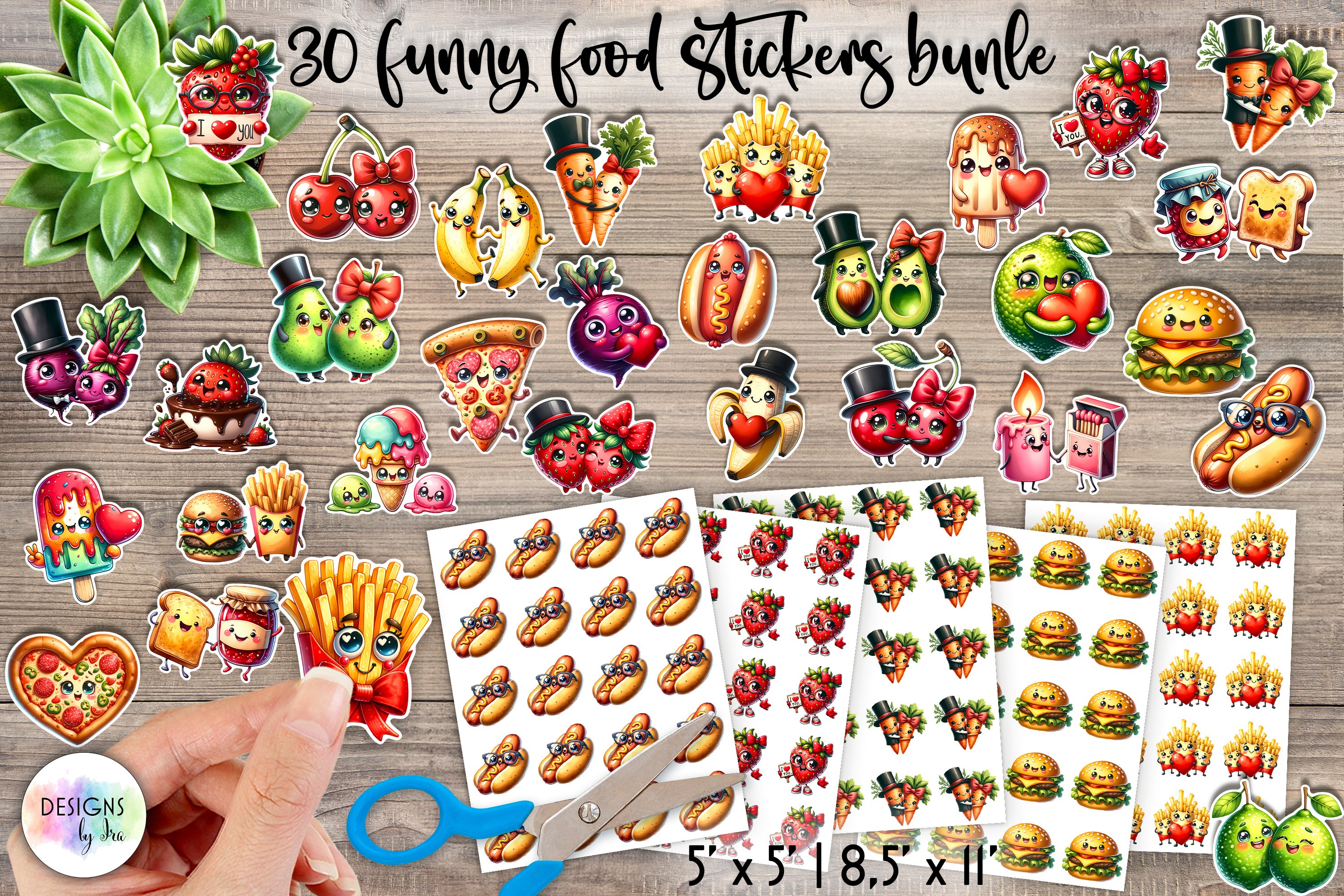 Funny Food Sticker Bundle, Food Puns Sticker Bundle