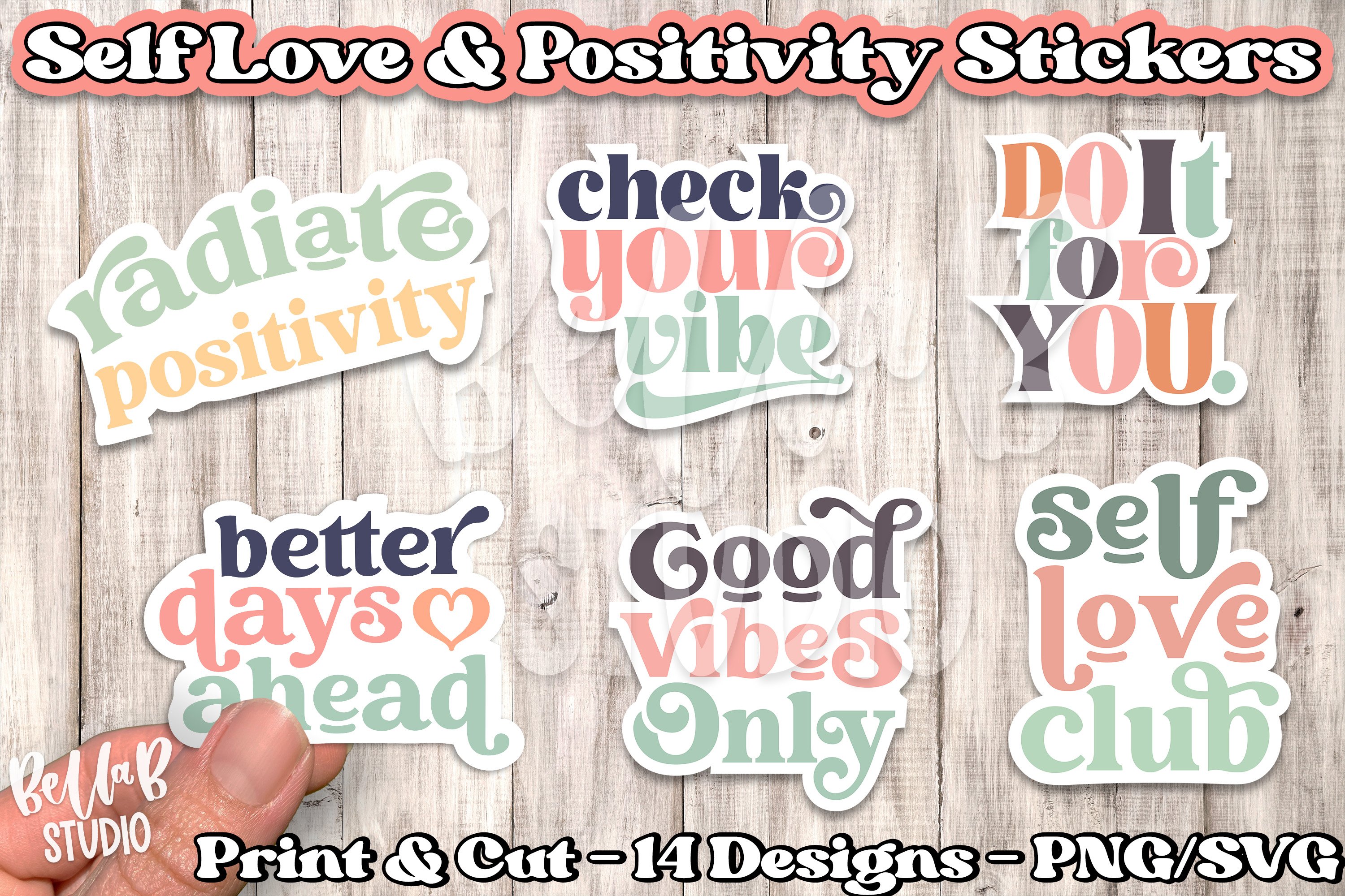 Self Love Positivity Stickers Bundle, Print and Cut