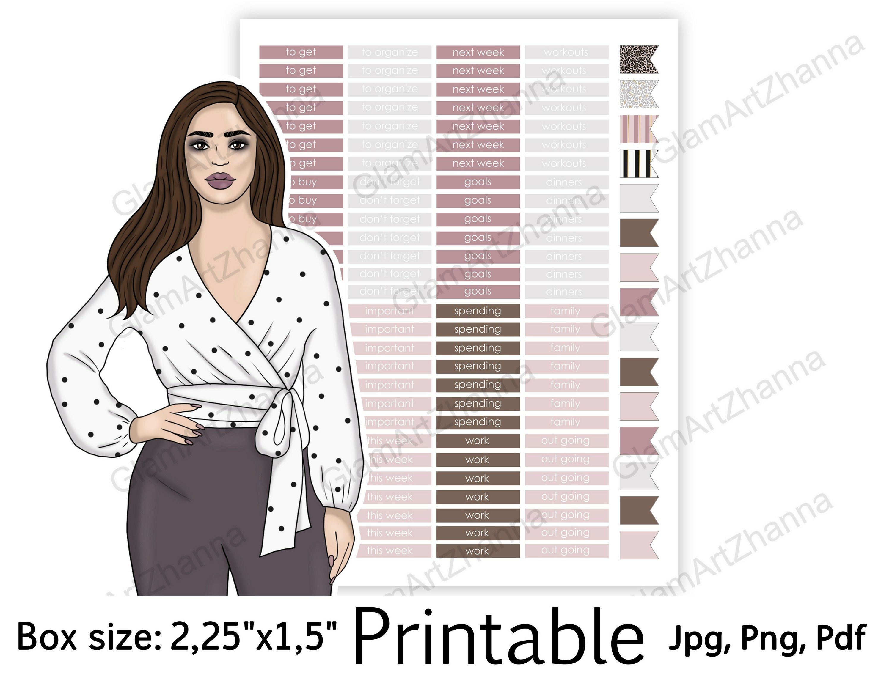 Mom Boss Mothers Day Printable Sticker Box Size 2,25"x1,5" view 2