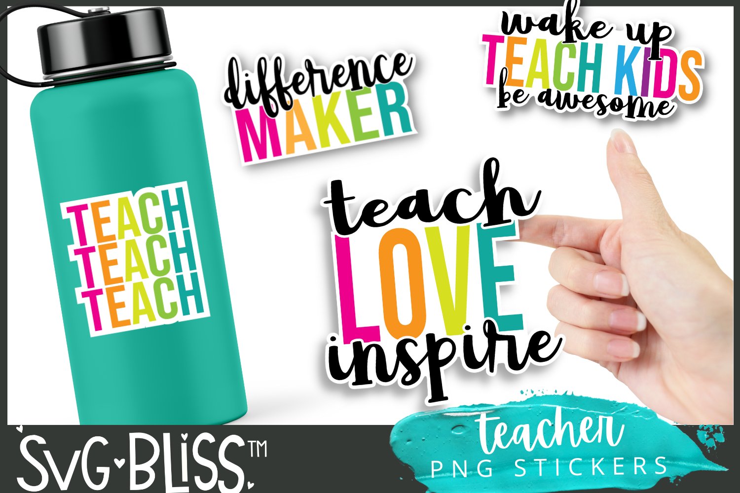 Teacher PNG Sticker Bundle| 4 Printable Teacher Stickers