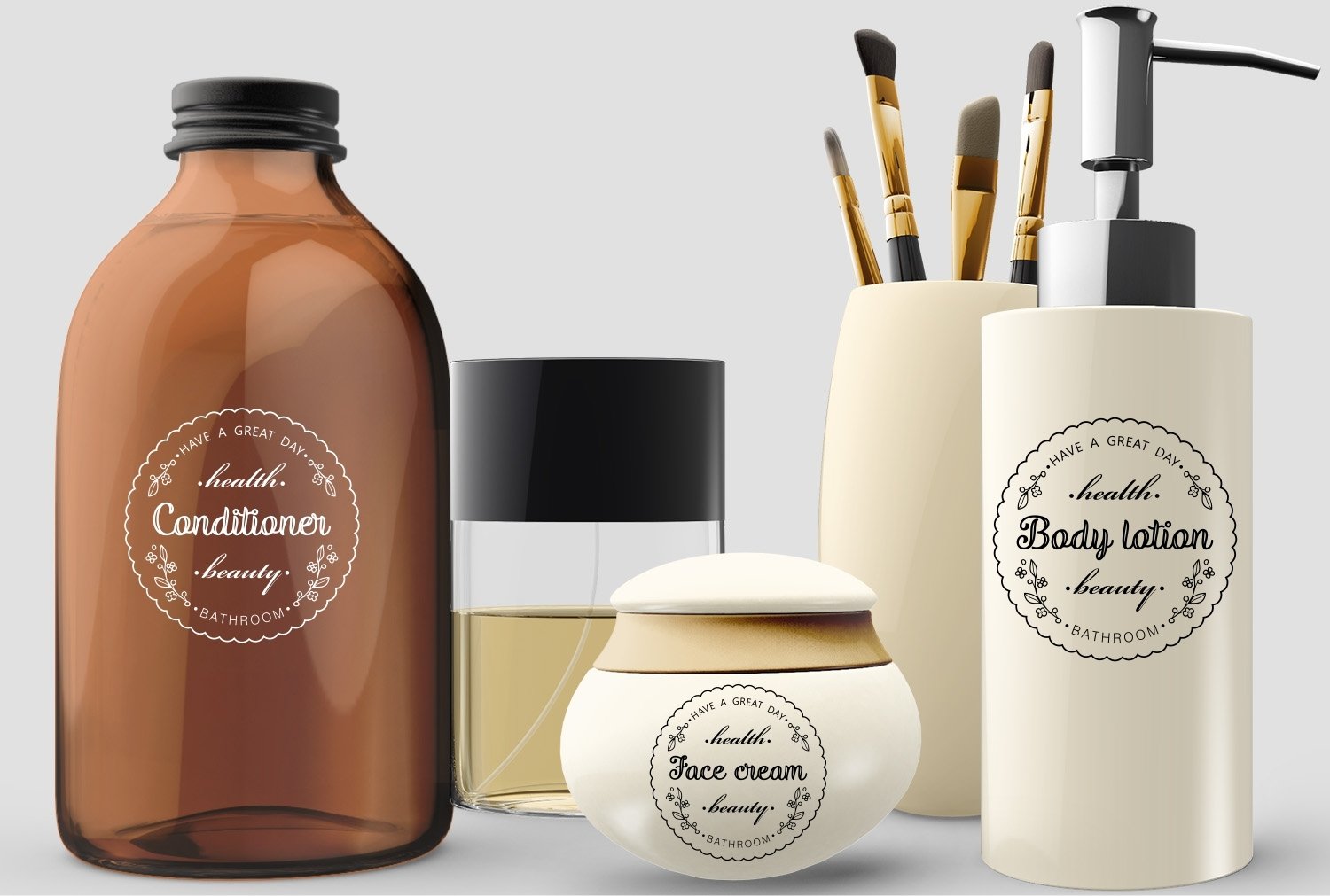 Round Stickers svg for bathroom Cosmetic Bottles svg Bundle view 2