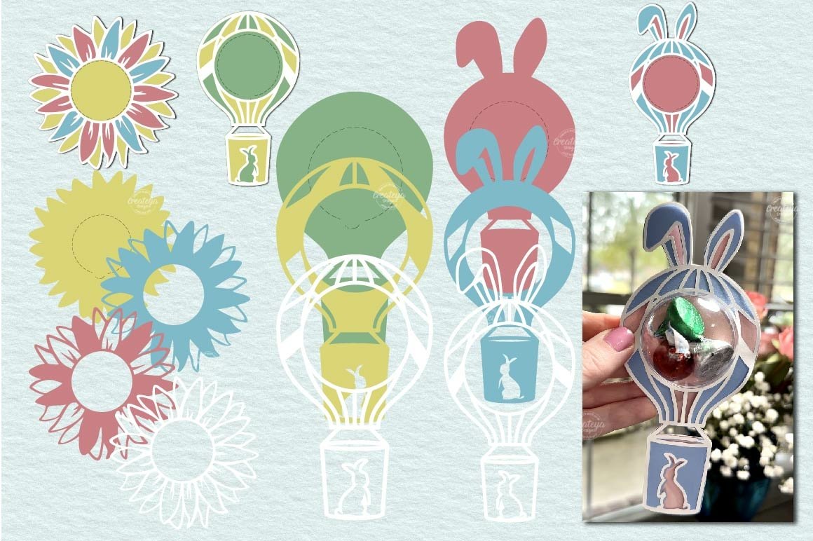 Easter Candy Dome Holder SVG Bundle| Easter bunny holder view 3