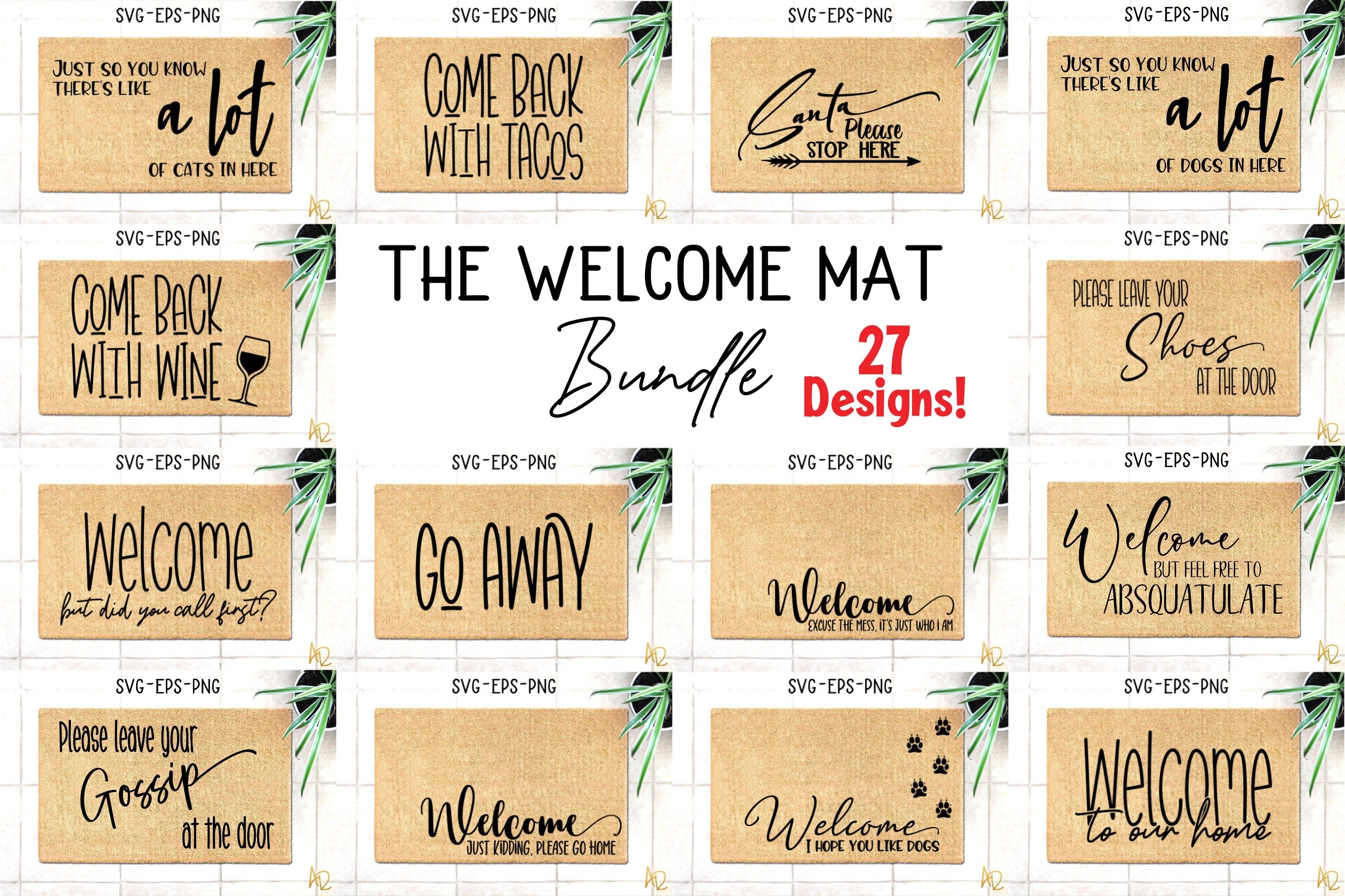 Welcome Mat Bundle SVG | Huge Doormat set| Cat Dog kid Funny