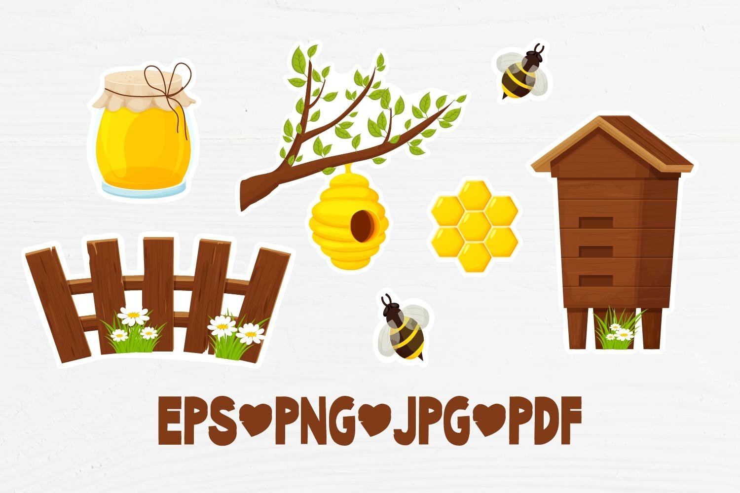 HONEY BEE Colection Printable stickers PDF PNG view 3