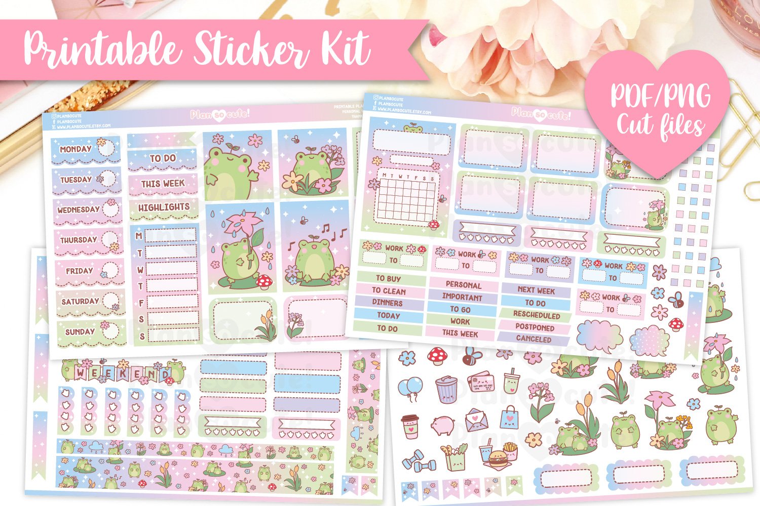 Frog Printable Planner Sticker Kit